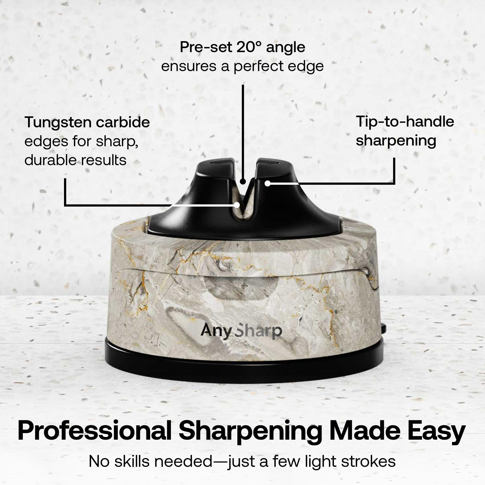 AnySharp Knife Sharpener, Hands-Free Safety, PowerGrip Suction, Safely Sharpens All Kitchen Knives, Ideal for Hardened Steel & Serrated, World's Best, Compact, One Size, Silver — view 52