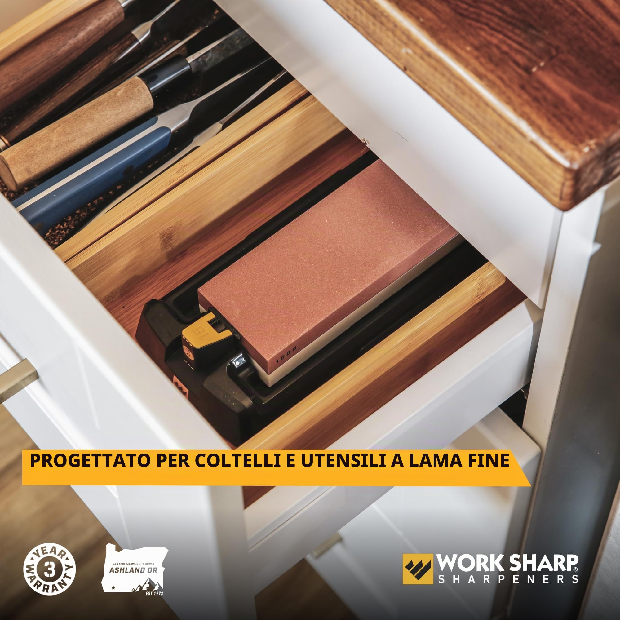 Work Sharp Affilacoltelli da banco per affilare coltelli e utensili da cucina, tasca e filettatura