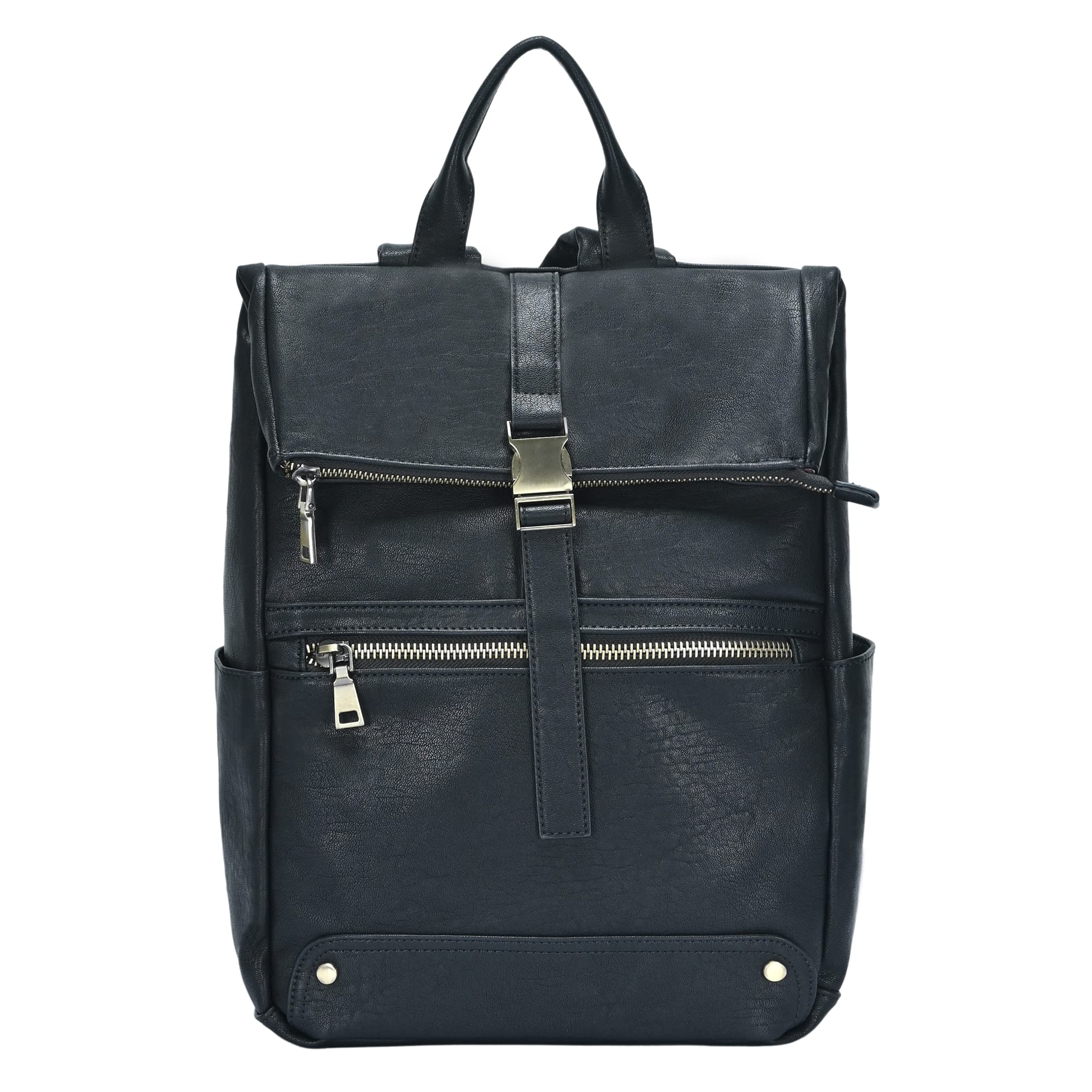 Antik Kraft - The Jordin Vegan Leather Convertible Backpack Purse for Women - Black