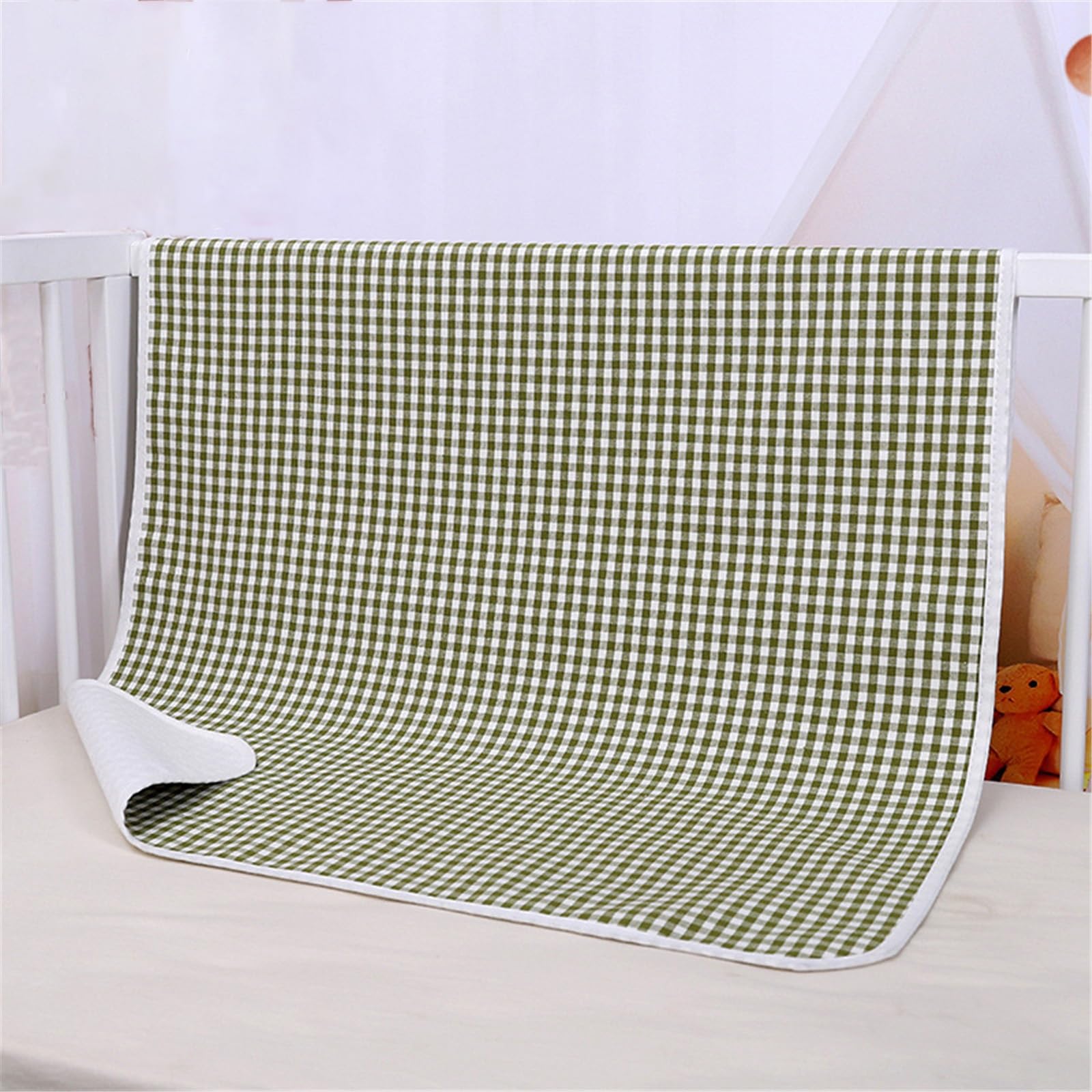 Verano Sensación Fresca Empapadores Cama Adultos Lavables, Algodón Gran Absorbencia Protector Cama Reutilizables Empapador Protector de Cama(Verde,180 * 200)