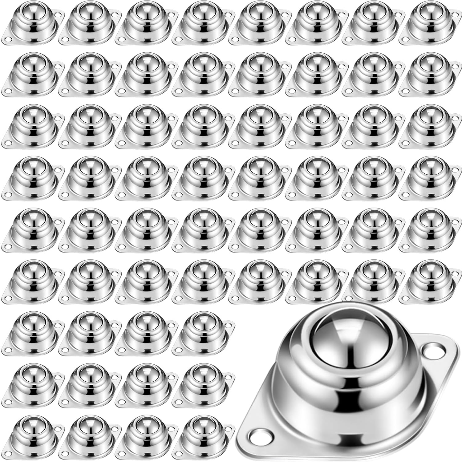 Blulu 5/8 Inch Roller Ball Transfer Bearing Carbon Steel Round Ball Transfer Unit Ball Casters for Conveyor Roller Stand Transmission System Furniture (60 Pcs)