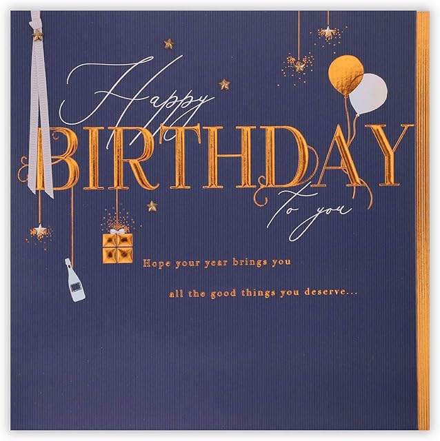 Clintons: Icons & Type Birthday Card for Him, Birthday Card for Male, Open Birthday Card Men 186x186mm 1159721 multi
