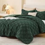 Sasttie Queen Comforter Set, 3-Piece Boho Tufted Bedding, Ultra Soft Brushed Checkered Bed Set for Bedroom, Guest Room & Dorm All-Season Use, with Plaid Geometric Design, Navy Blue