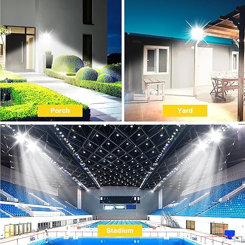 Miniatura 6 de Paquete de 2 luces LED de inundación de 100 W para exteriores, 15000 lm, luz de seguridad súper brillante, IP67, luces de inundación impermeables,