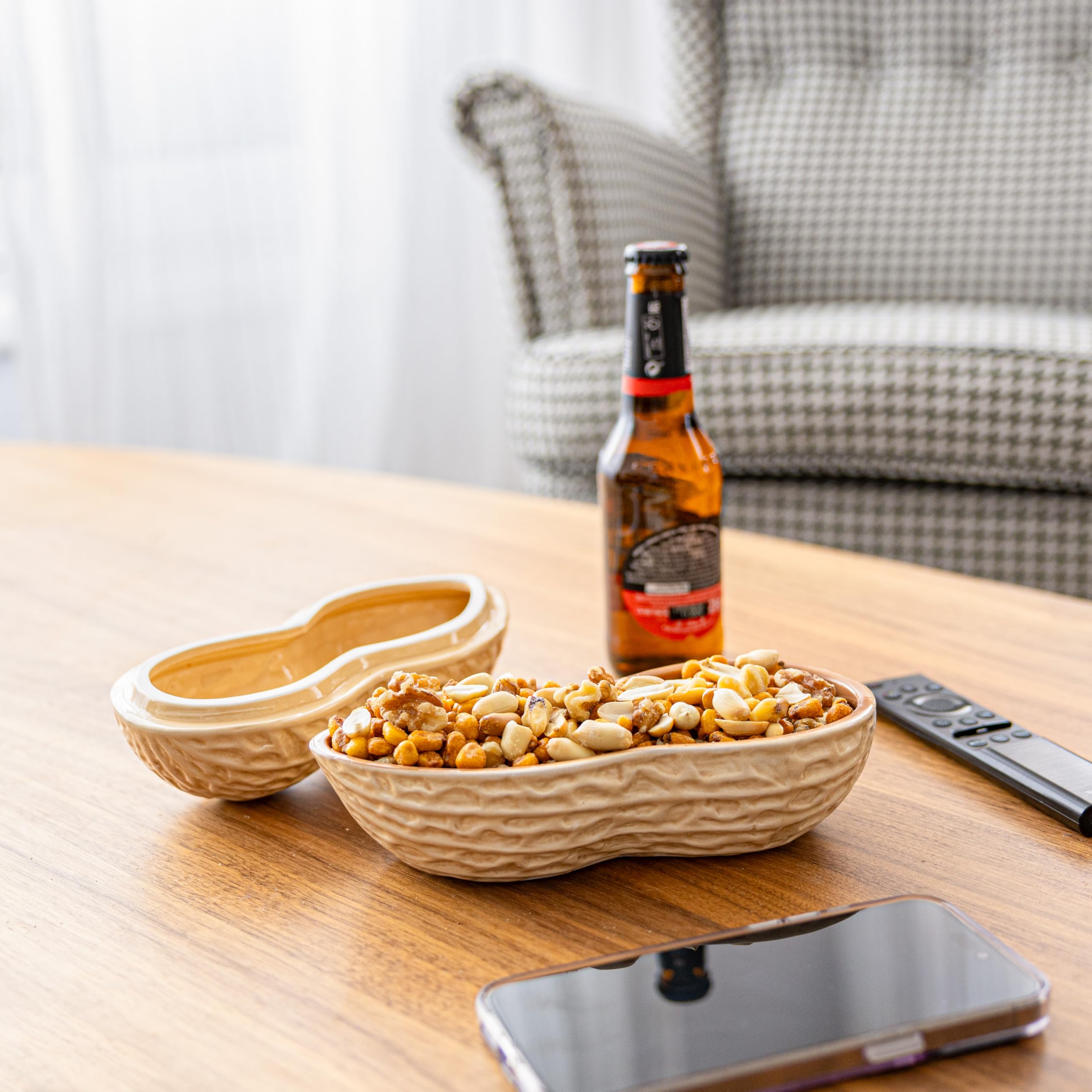 Fisura – Bowl para aperitivos. Cuenco aperitivo original. Plato para snacks con forma de cacahuete. Bowl cacahuete. Bol para frutos secos. 20 x 12 centímetros.… (Cacahuete)