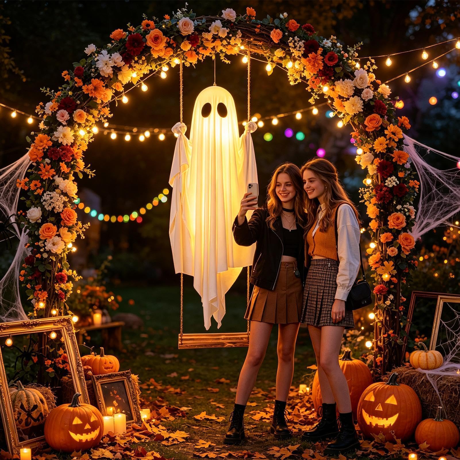 Ghost Outdoor Decor z zdalnie oświetloną huśtawką straszny wodoodporny ornament