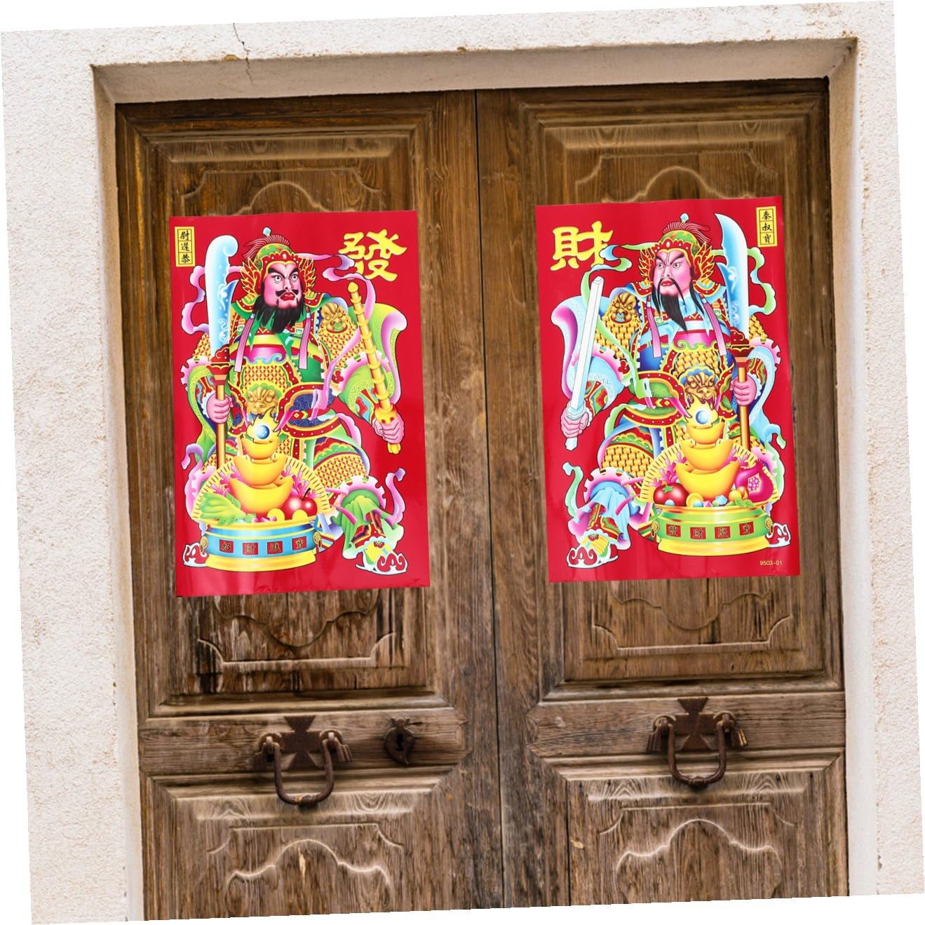 Amosfun 5 Ensembles Autocollant De Porte De De La Richesse Ornements D'Année Décorations De Fenêtre De Noël Image Décor De L'Année Autocollants Muraux Du Nouvel An 6 pièces * 5