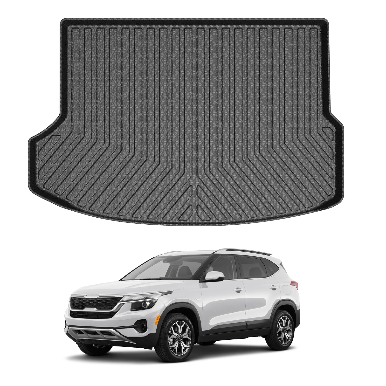Mixsuper Custom Fit Cargo Liner for 2021-2025 2026 Kia Seltos, Fit Seltos SX/SX Turbo, Only Fits Models with Subwoofer in Cargo Area, All Weather Rear Trunk Liner Mat Black