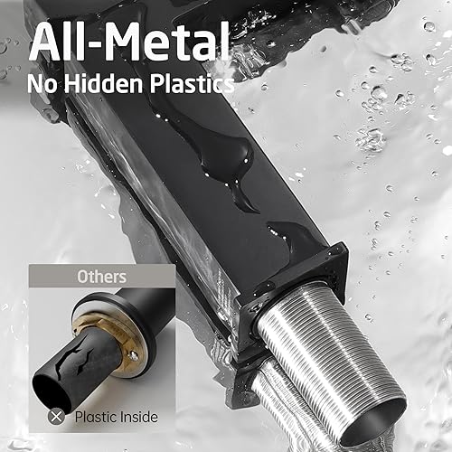 Miniatura 3 de KES Black Bathroom Faucet & Bathroom Sink Drain Without Overflow, Single Handle Type Faucet with Pop Up Drain Stopper Stainless Steel Matte Black,