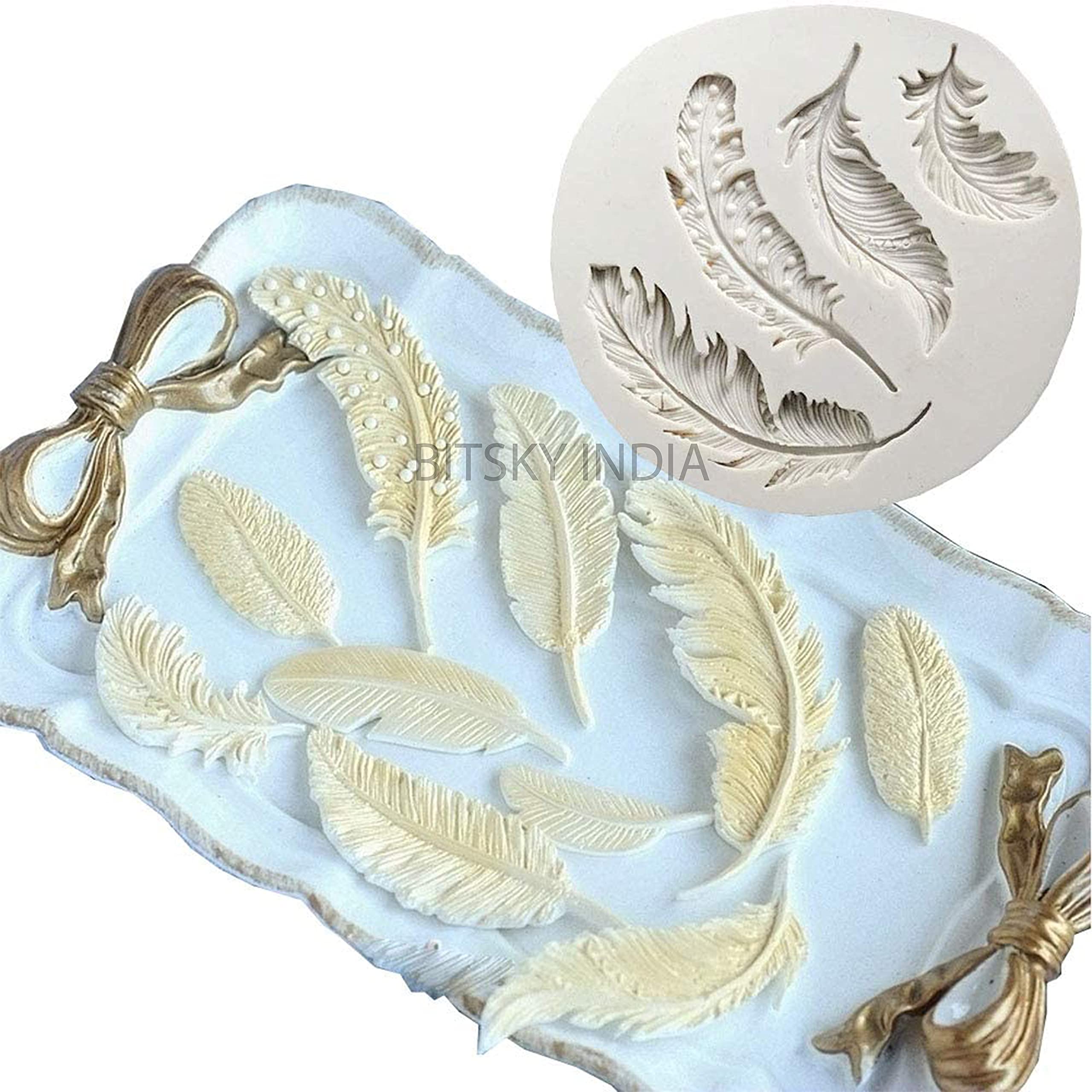 BITSKY INDIA Retro Fashion Feather Silicone Fondant Mould Sugar Paste Cake Cupcake Angel Wings Design Mat Silicone Mould for Cake Decorating Cupcakes Sugarcraft Candies