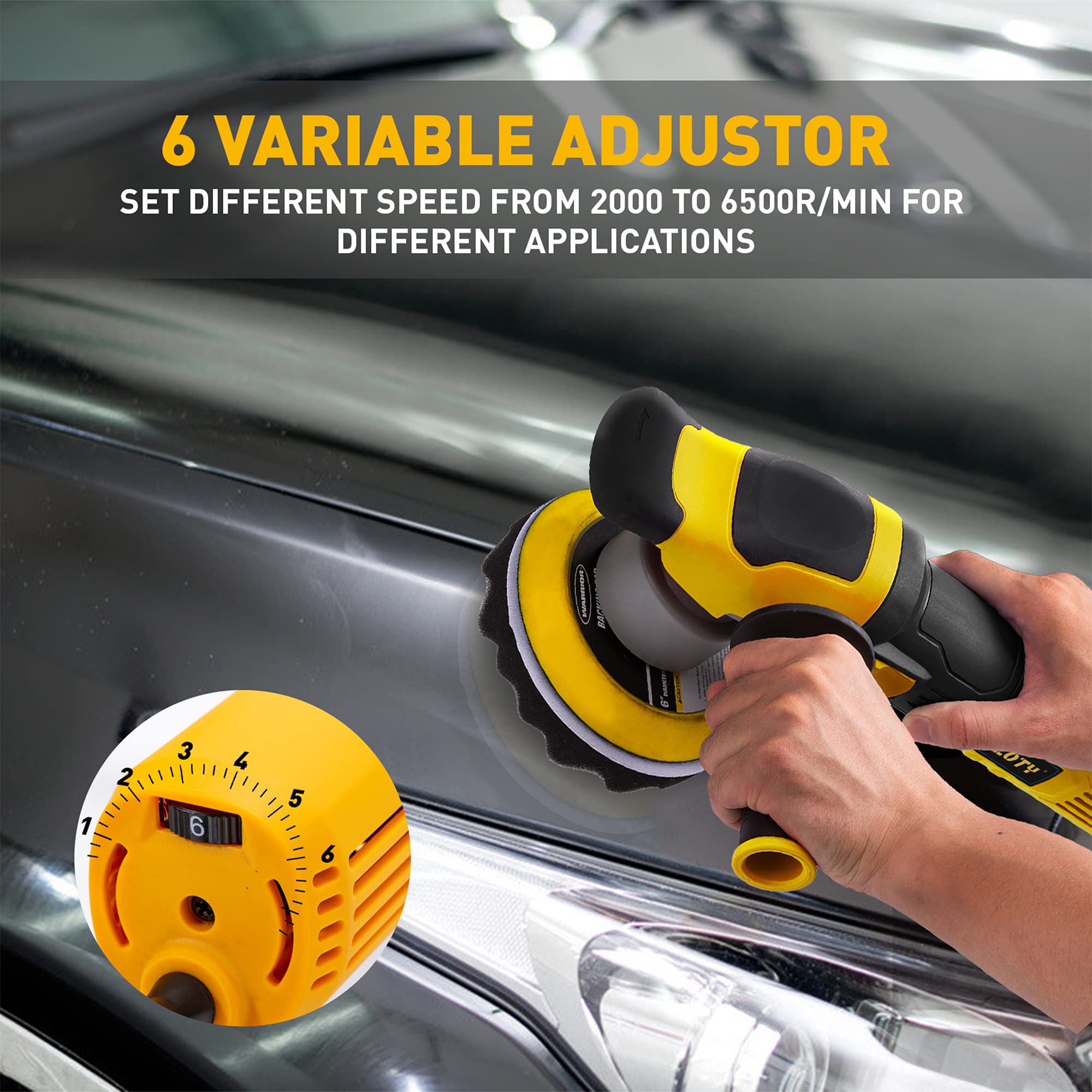 SPLOTY Buffer Polisher, 6inch 120V Car Buffer, Variable Speed Dual
