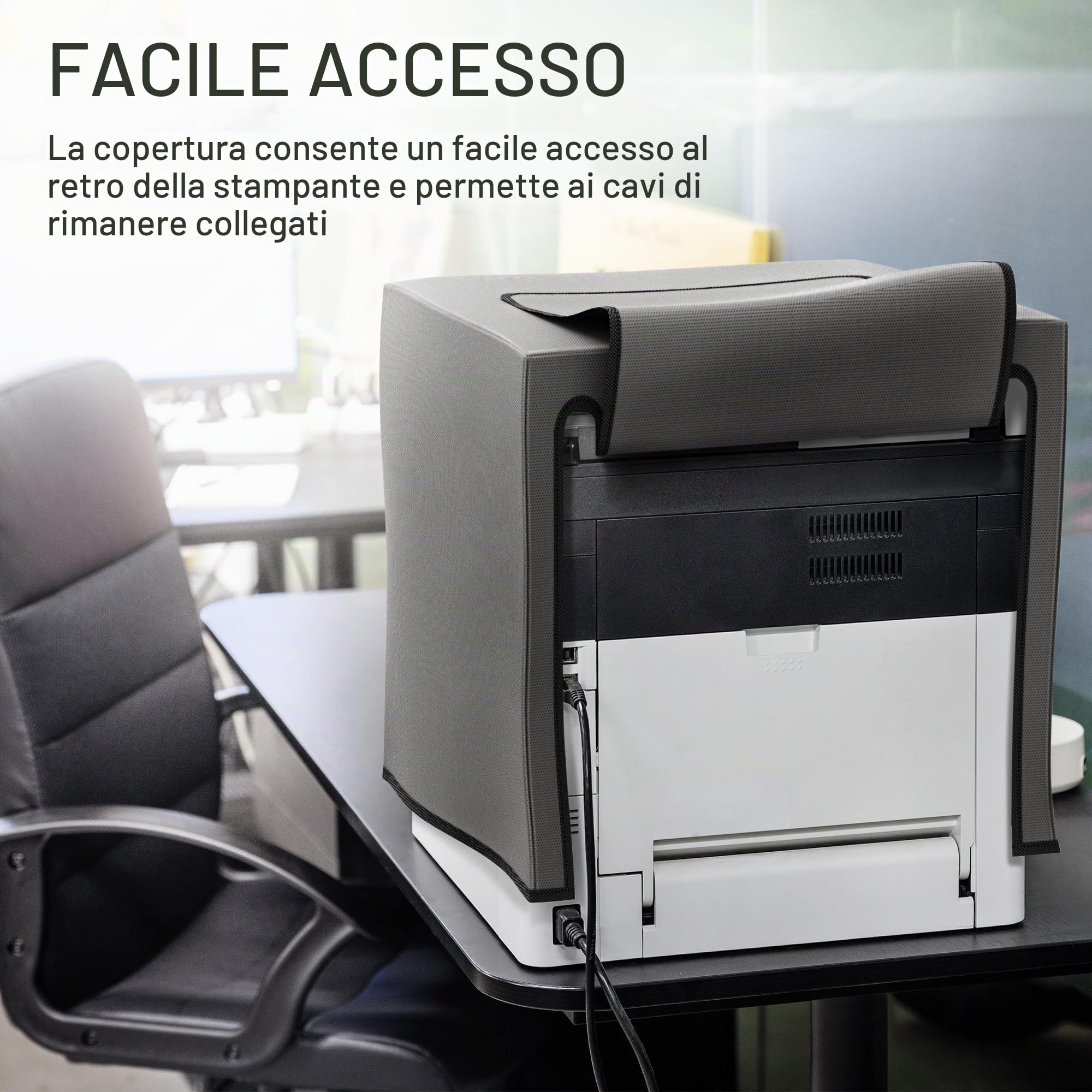 kwmobile Copertina Antipolvere Compatibile con Epson Workforce WF-7840DTWF - Copri Stampante - Copertura Protettiva - Fodera in Grigio Scuro