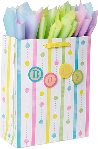 Miniatura 6 de American Greetings Bolsa grande de 13 pulgadas con papel de seda, dedos pequeños (1 bolsa, 8 hojas)