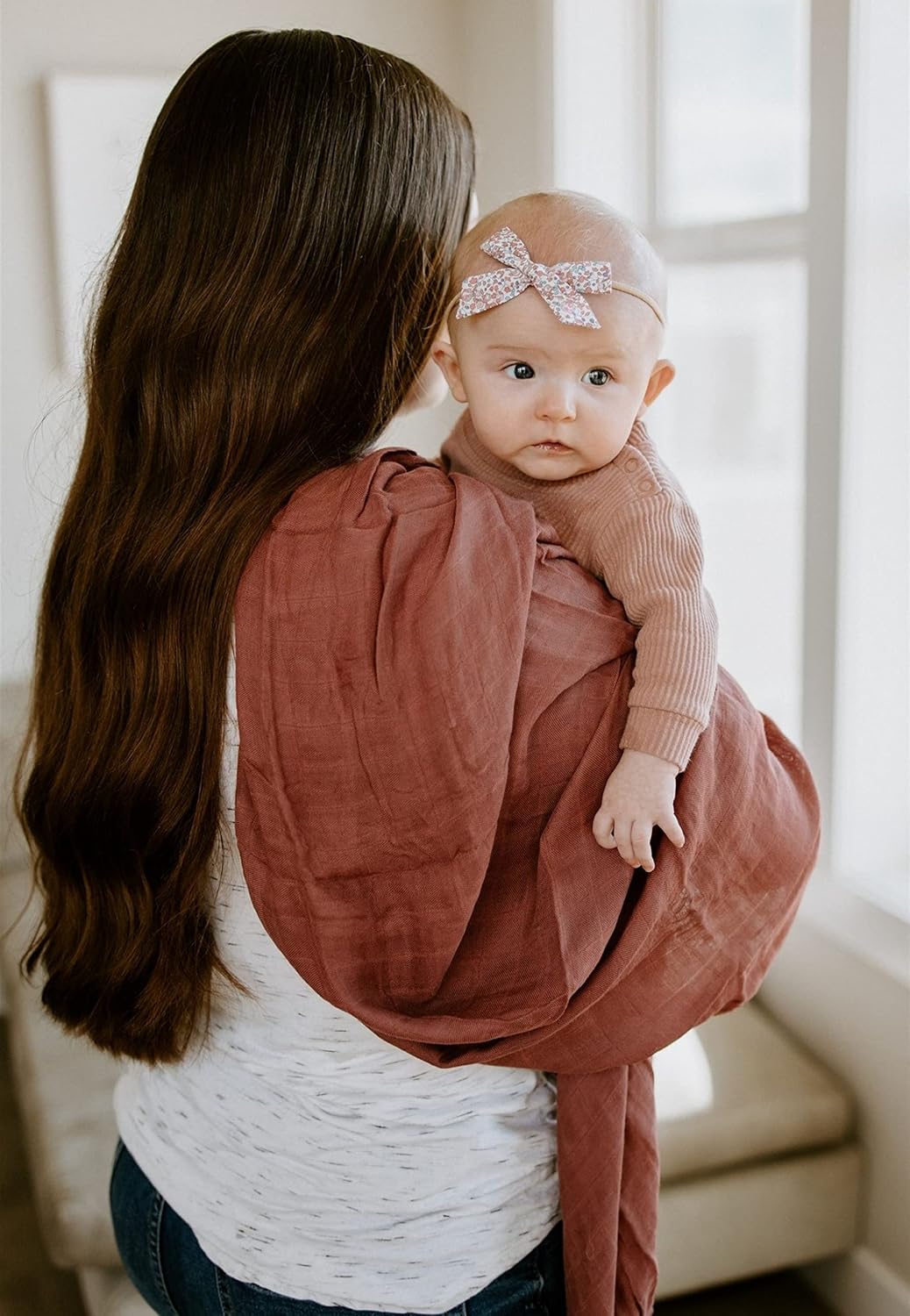 Little Unicorn – DustyMaroon Deluxe Swaddle | Single | 100% Rayon Muslin from Bamboo | Super Soft | Newborns and Infants | Large 47” x 47” | Machine Washable