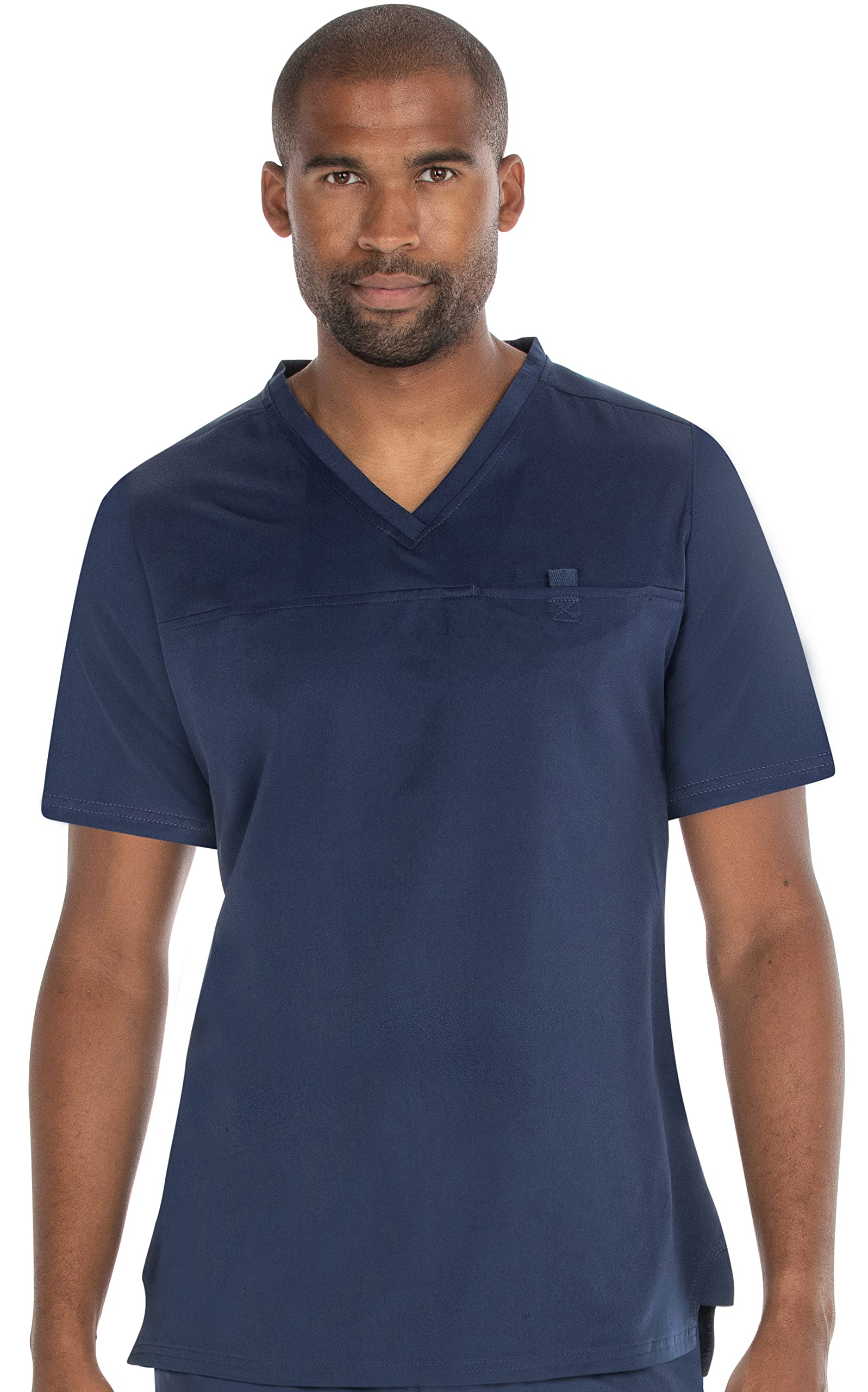 MediChic Scrubs Mens V-Neck Scrub Top with Two Pockets and Mesh Gusset Tuckable Navy