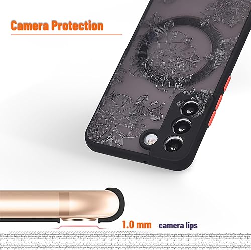 Miniatura 3 de Funda magnética para Samsung Galaxy S21, ajuste delgado, diseño floral rosa, funda magnética para Samsung Galaxy S21, marco suave, botón sensible en