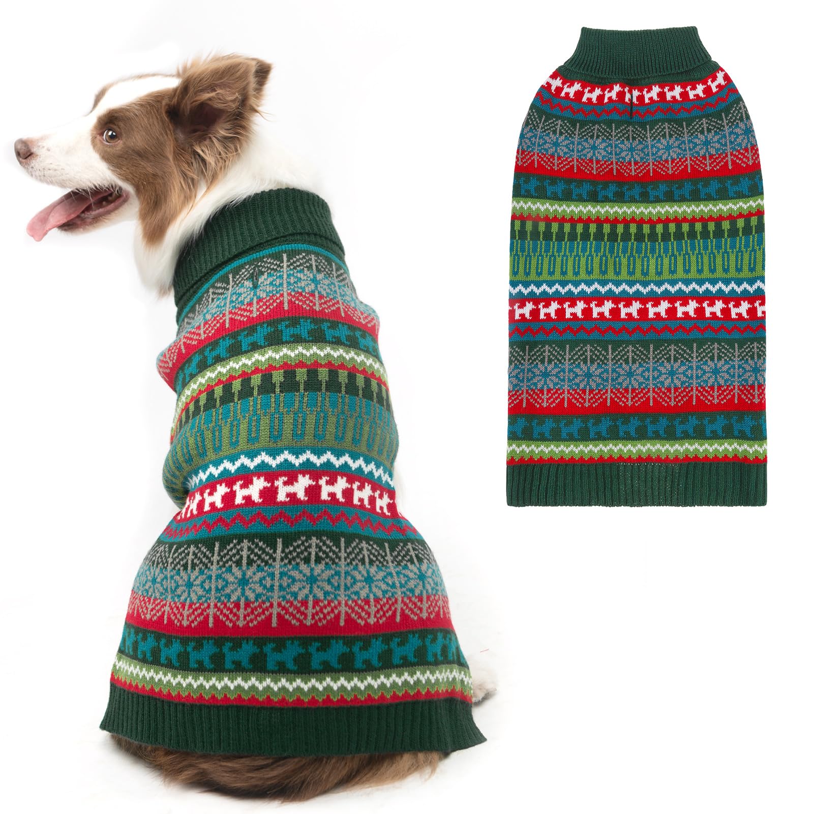 Mihachi Dog Sweater - Winter Coat Apparel Clothes with Colorful Stripes for Cold Weather