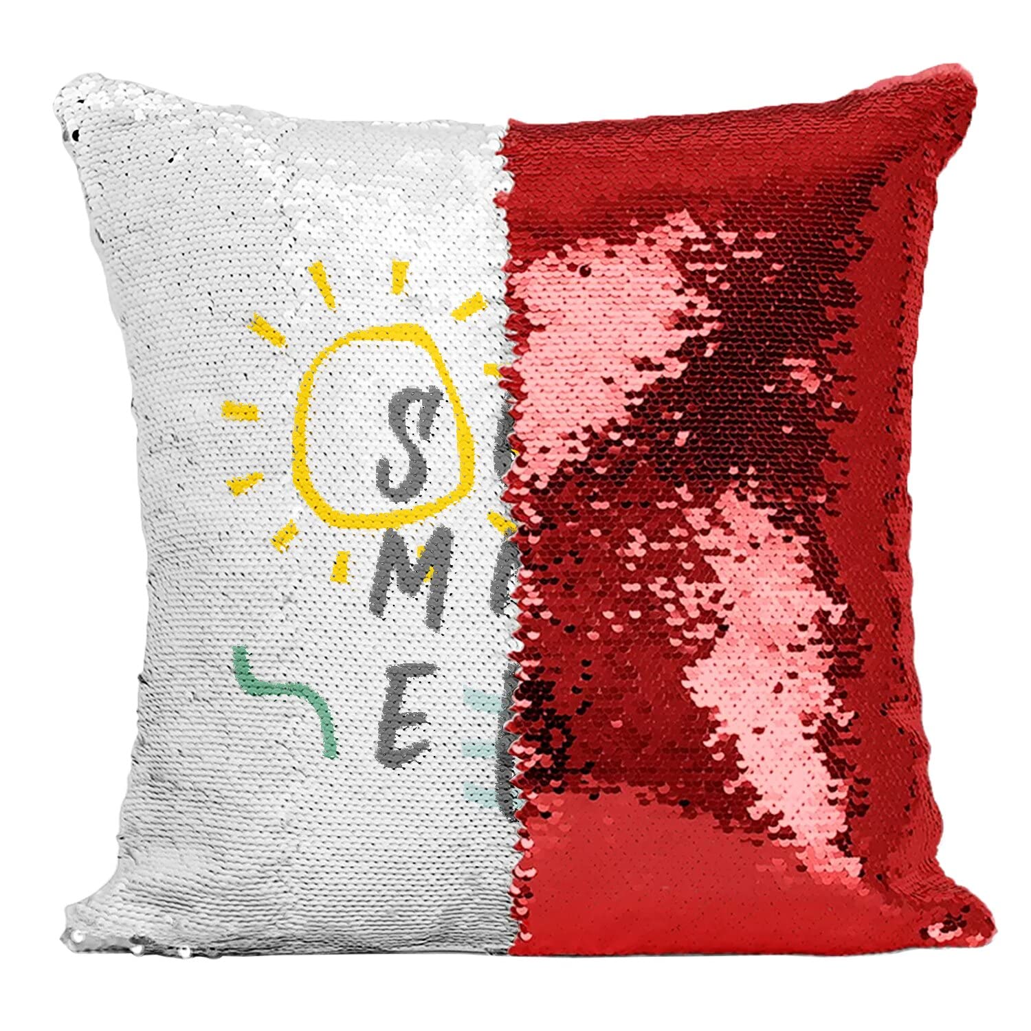 Coussin sequin rouge pour déco de terrasse d'été et ambiance plage