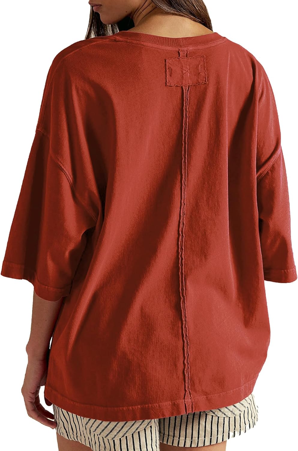 HUGOOME Womens Oversized T Shirts Summer Casual Short Sleeve Tops Cotton Crew Neck Loose Fit Basic Tee Plus Size Blouse