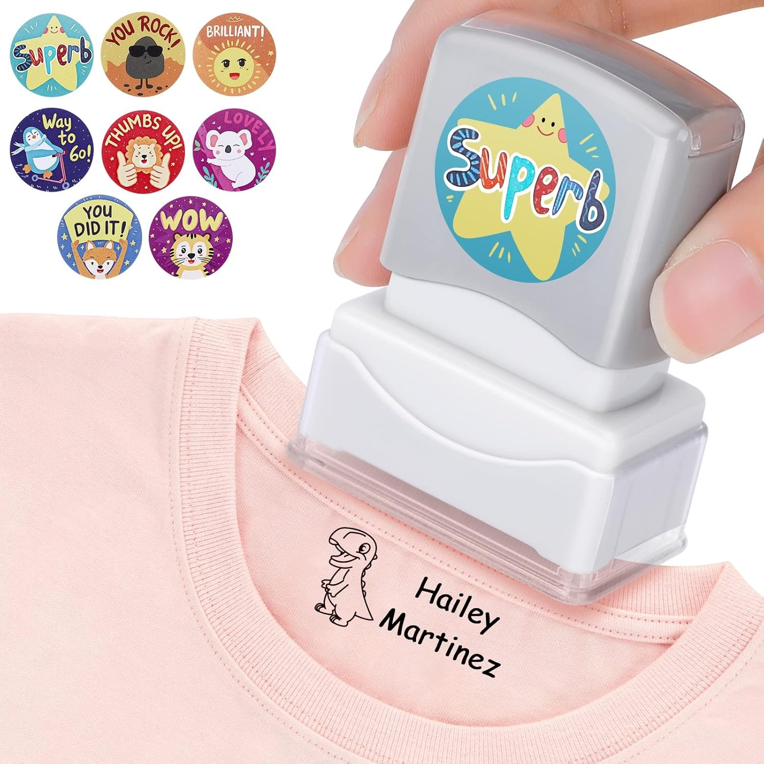 Waterproof Name Stamp for Kids, Personalized Clothing Name Stamp,  Customized Text Clothing Labels for Kids, 8 Theme Sticker Patterns, 500  Adorable ...