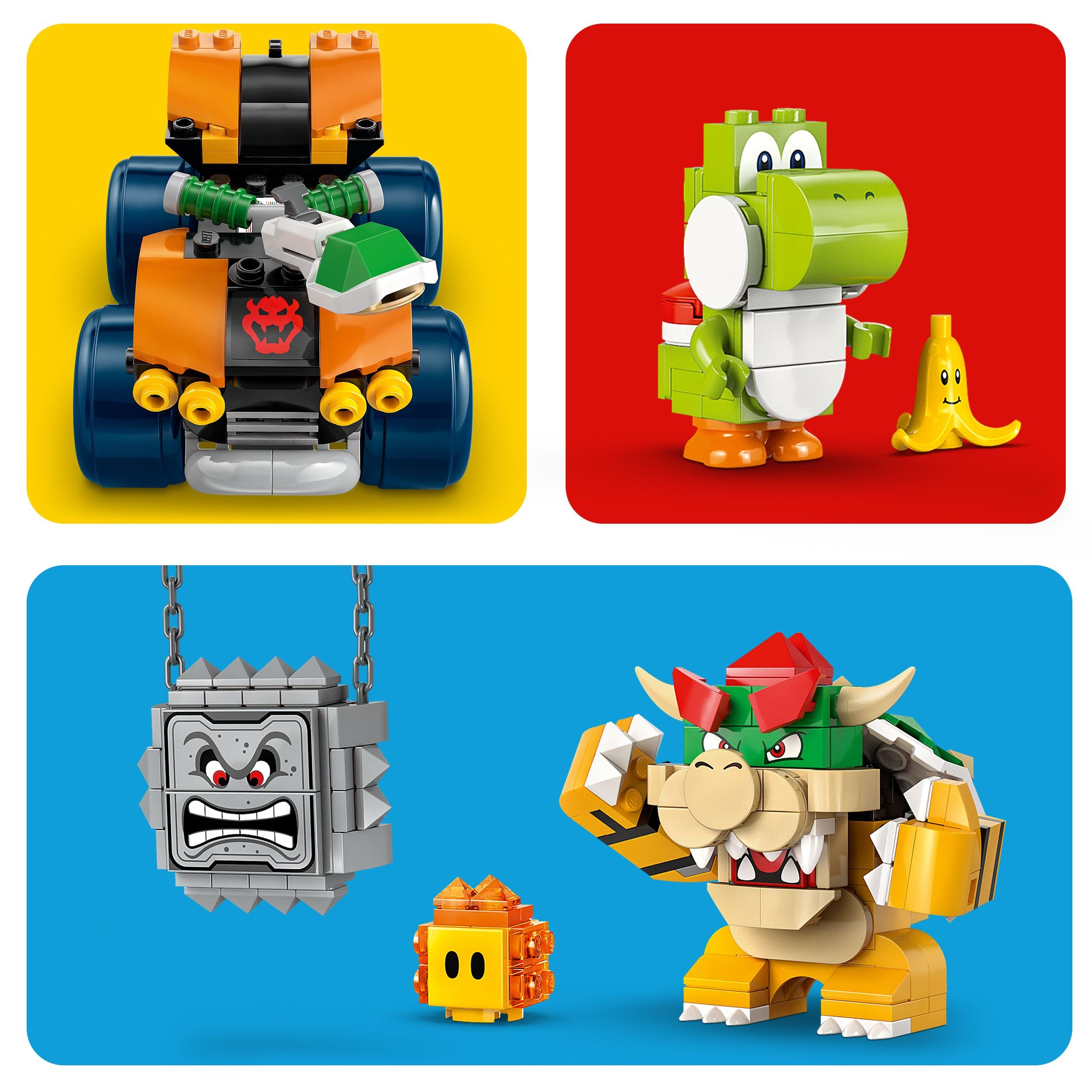 LEGO Super Mario: Mario Kart – Castello di Bowser Giocattolo - Set Interattivo con 2 Macchine e 4 Figure Incluso Yoshi - Regalo da Gaming per Bambini e Bambine da 9 Anni in su - 72039