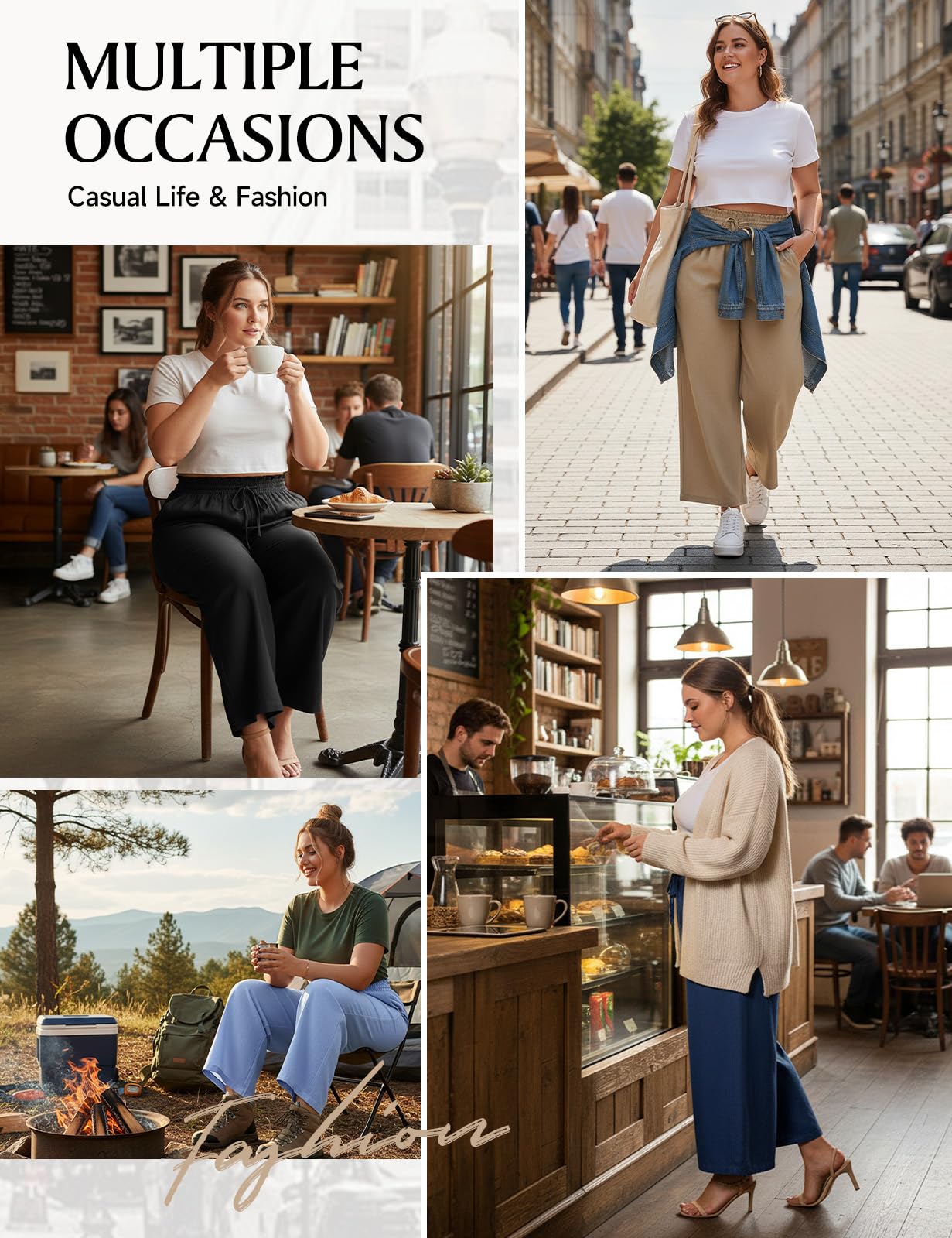 Pantaloni Lino Donna Estivi Pantaloni Larghi Taglie Forti Leggeri Elastico Vita Alta con Coulisse Eleganti Casual da Spiaggia Comodi Pantaloni Tinta Unita con Tasche XL-4XL