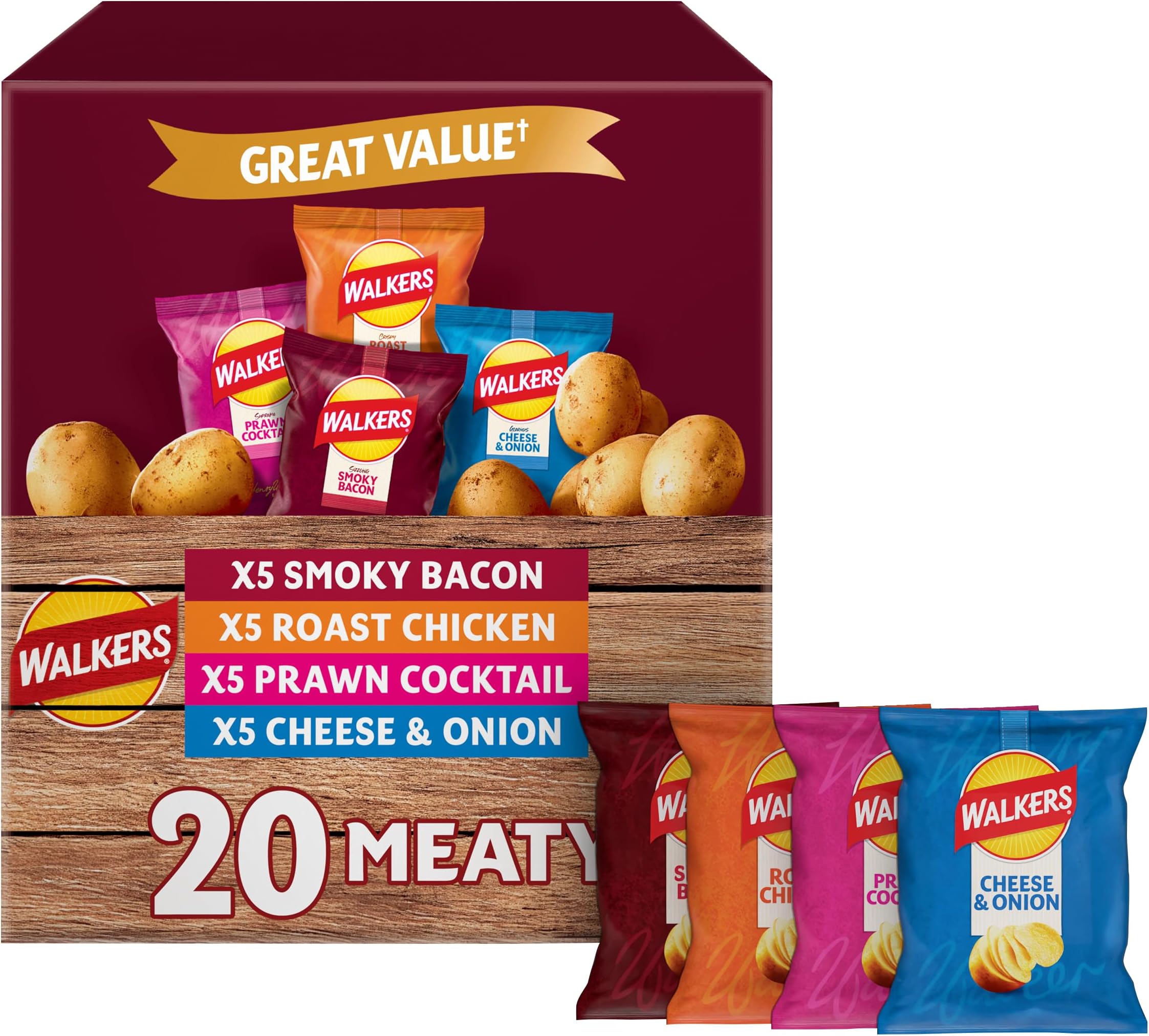 Meaty Variety Multipack Crisps Box 20x25g, Red