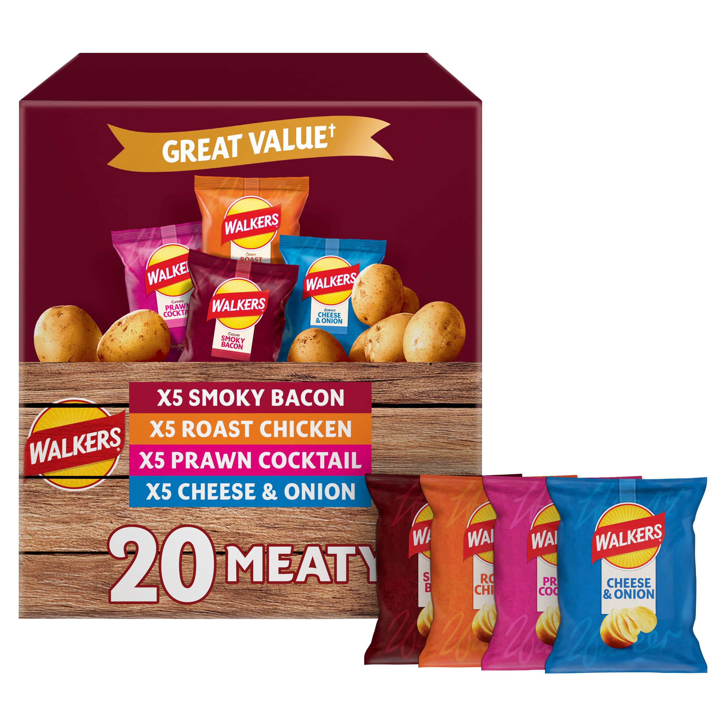 Meaty Variety Multipack Crisps Box 20x25g, Red
