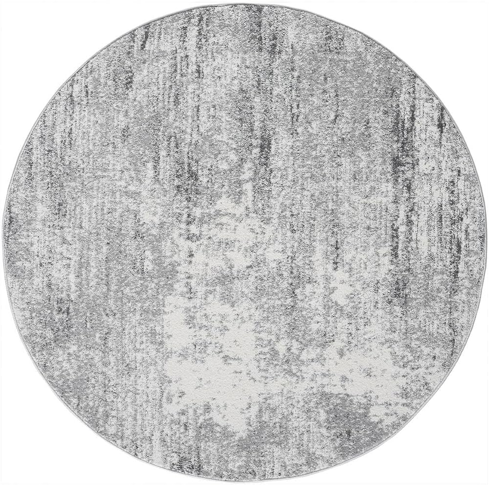 Keen Home Design Area Rugs - 8ft Round Non-Shedding, Abstract Rugs for Kitchen, Living Room, Bedroom, Dining Room, Entryway - Size: 7'10" Round, Abstract Cream/Grey