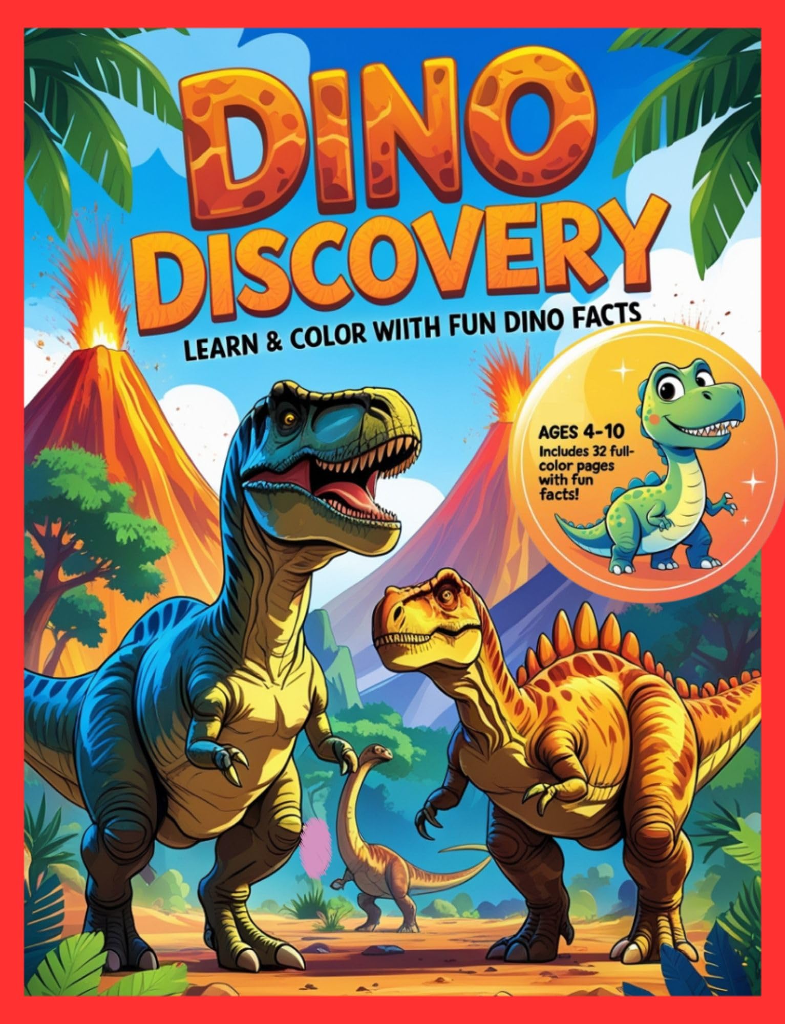 Dino Discovery: Learn with Fun Dino Facts & Full-Color Illustrations: A Prehistoric Learning Book for Kids Ages 4–10 Featuring Vibrant Dinosaur Pictures and Easy Fun Facts - Dinosaurs Guide for Kids