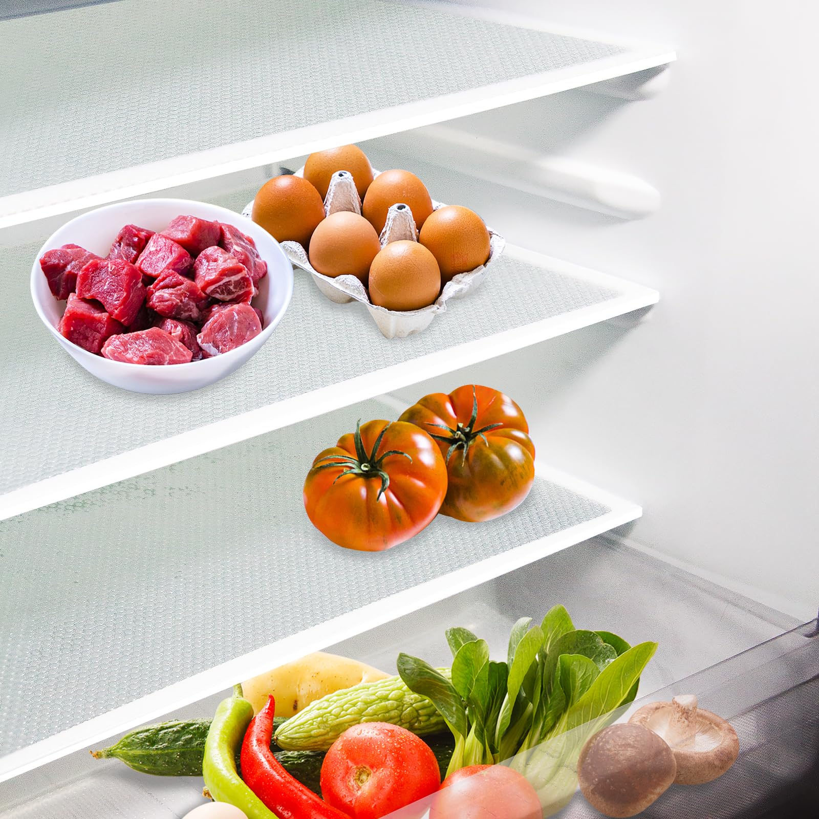 View 1 of ***PARTIAL SET ***Daixers 20Pcs Refrigerator Liners, Washable Fridge Liner Shelf Mats Refrigerator Pads for Cupboard Cabinet Drawer Home Kitchen Accessories Organization (Clear)