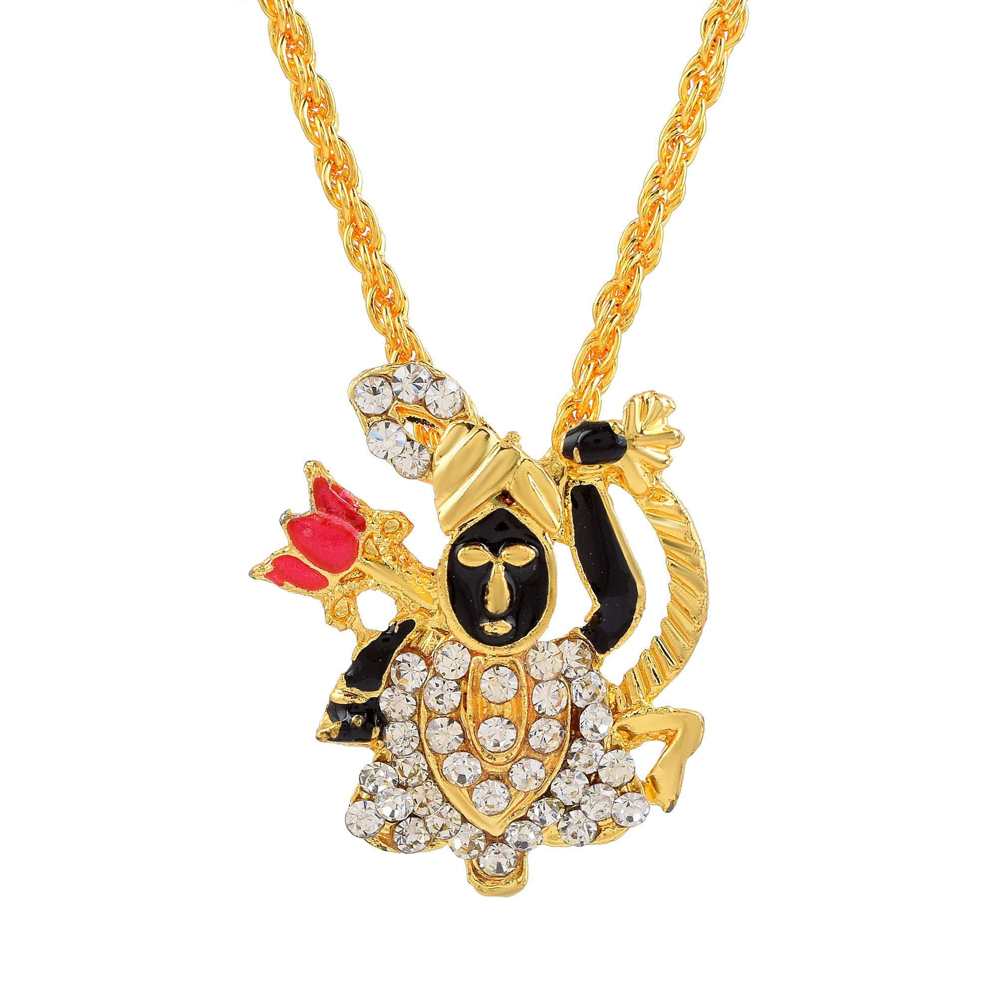 Gold Tone Beautiful Stones Work Shrinathji/Shreenathji Shriji Pendant Locket Necklace Temple Jewellery For Men/Women