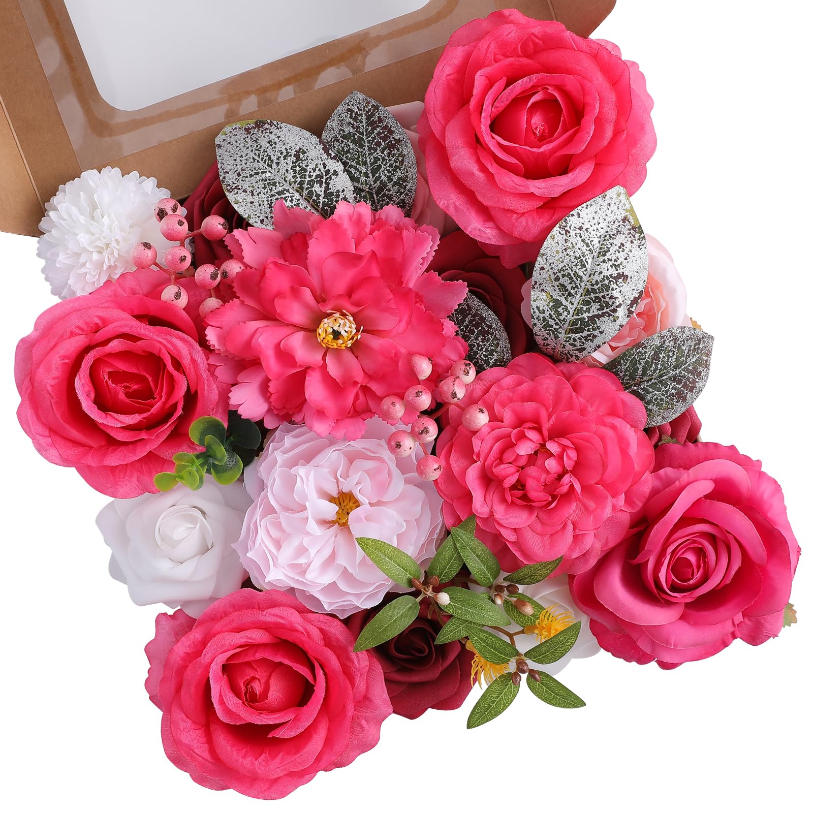 Floweroyal Artificial Flowers Fake Rose Flowers Dahlia with Stems for DIY Wedding Bridal Bouquets, Baby Shower, Floral Arrangement, Table Centerpieces, Home Decorations