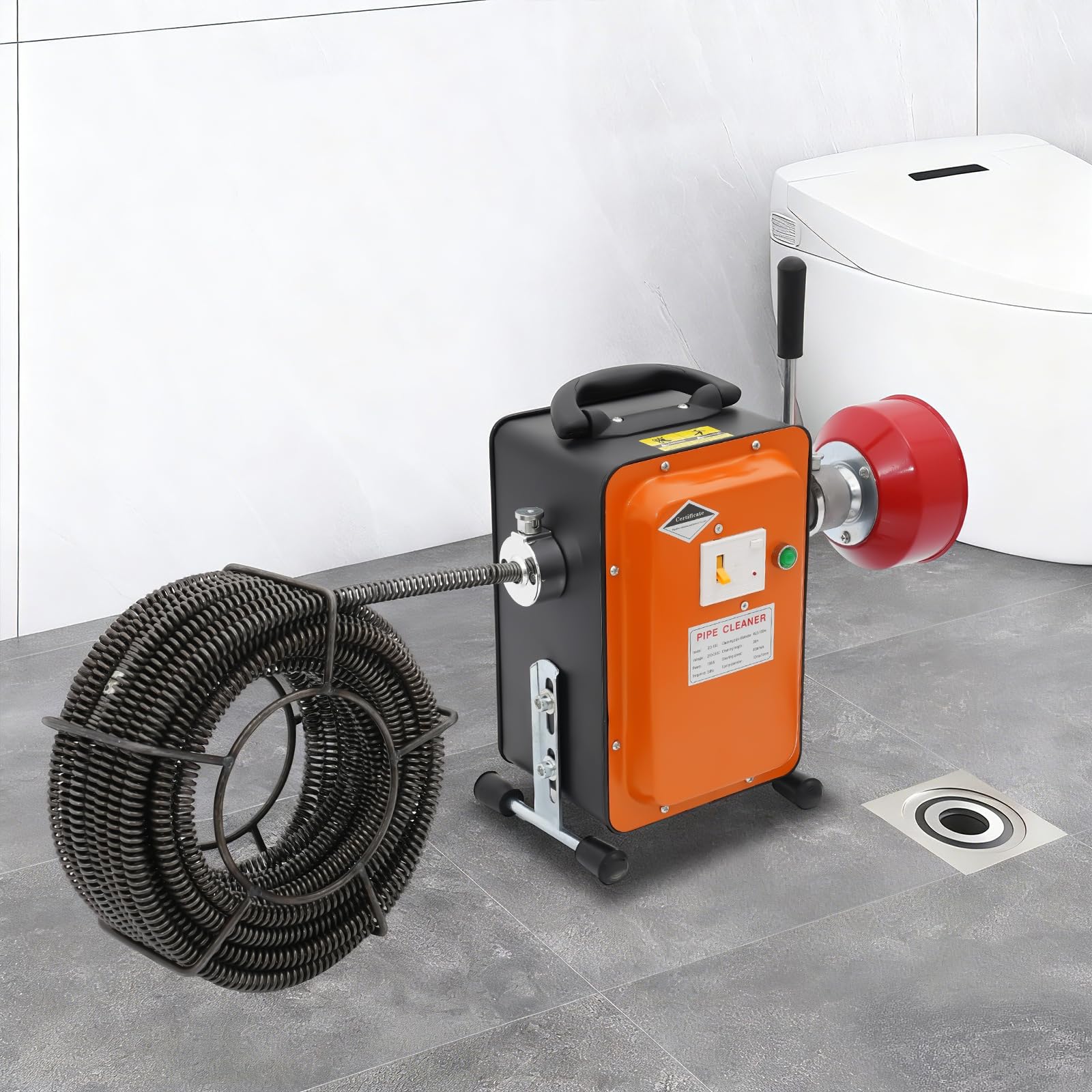 750W Elektrische Rohrreinigungsmaschine, 400r/min Rohrreinigungsspirale mit 20m Reinigungslänge, Profi Rohrreinigungs Abflussreiniger für Ø20-150mm Rohr