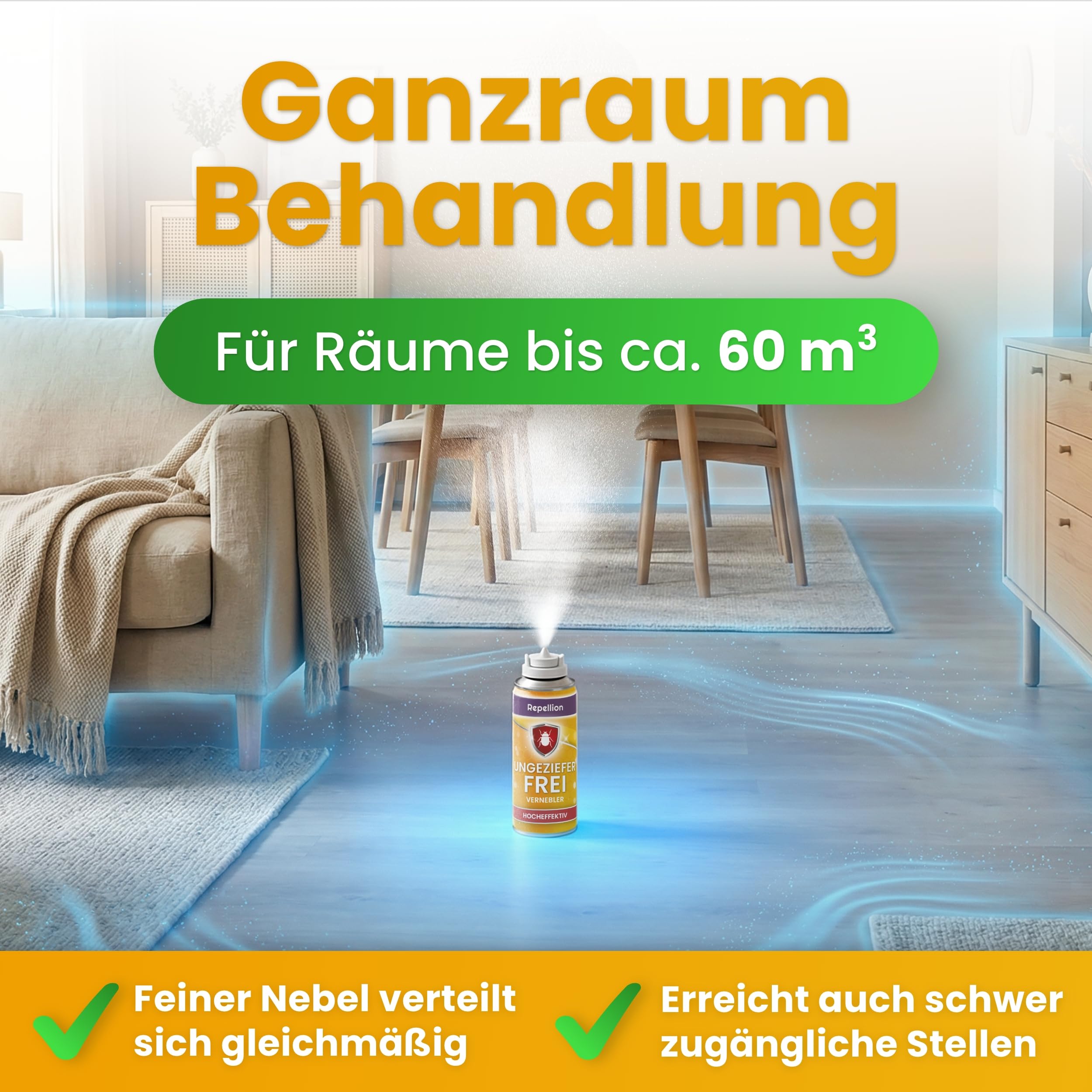 Anti Ungeziefer Fogger für Wohnräume (3x150ml) – Ungeziefer Vernebler gegen Bettwanzen, Flöhe, Schaben, Milben & Körperläuse – Insekten Bombe zur Raumbehandlung