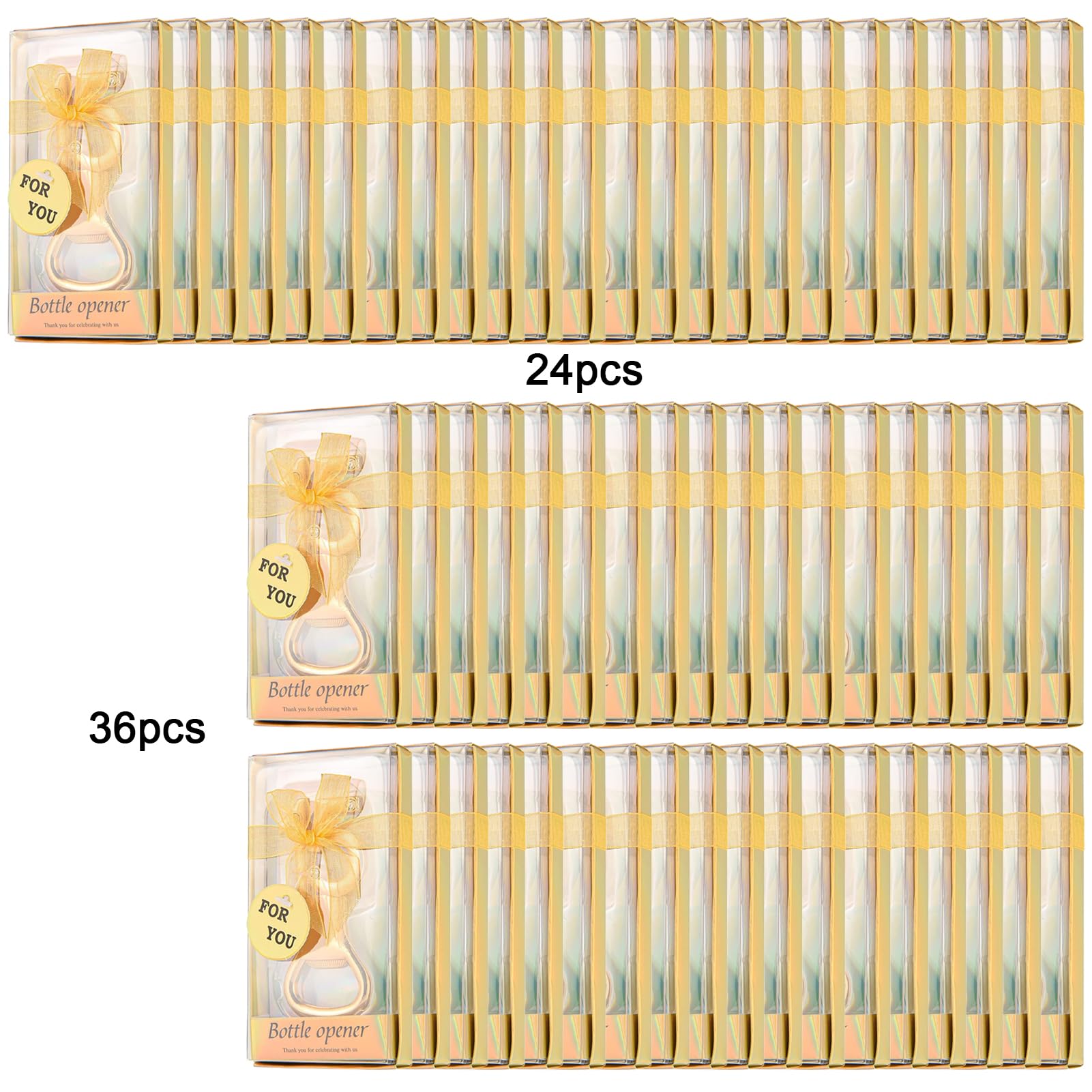 Apribottiglie in Evidenza a Forma di Numero 15 in Oro, Apribottiglie Ricordo con Confezione Regalo, Decorazione con Strass, Apribottiglie Souvenir per Compleanno, Matrimonio, Anniversario,(36pcs-oro)
