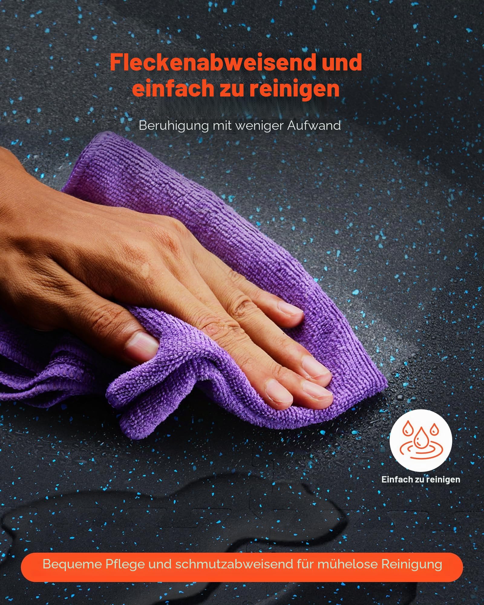 VEVOR Bodenmatten 12 STK. Gummioberfläche & Eva-Schaum, 61 x 61 cm Trainingsmatten mit 48 Quadratfuß Abdeckung, ineinandergreifende Gymnastikmatten für Fitnessstudio Garage, Schwarz & Blau