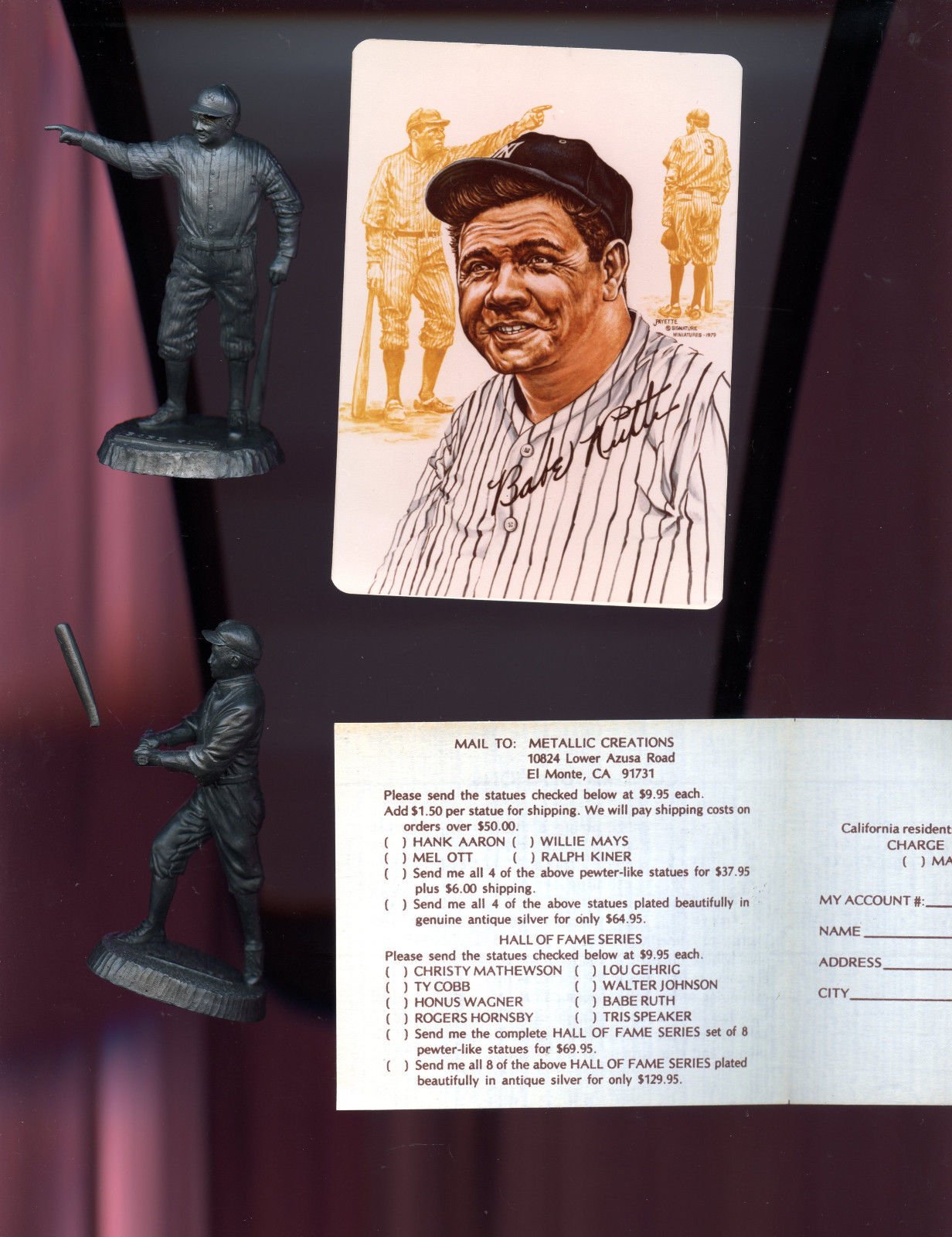 1979 Signature Miniatures Babe Ruth Baseball Pewter Figure