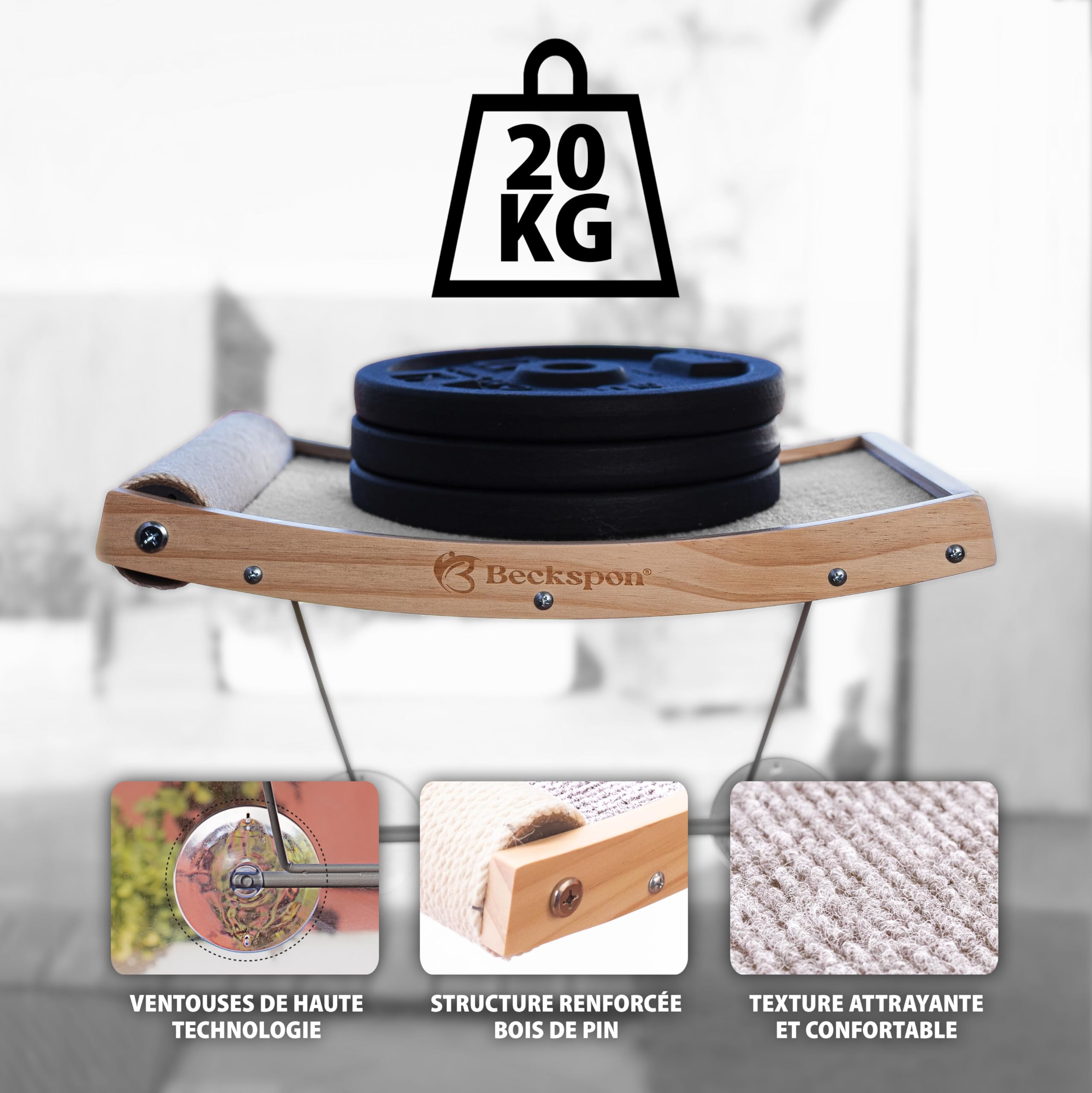 Hamac pour chats avec grattoir intégré | Lit pliable | Supporte jusqu'à 20 kg | Couleur beige