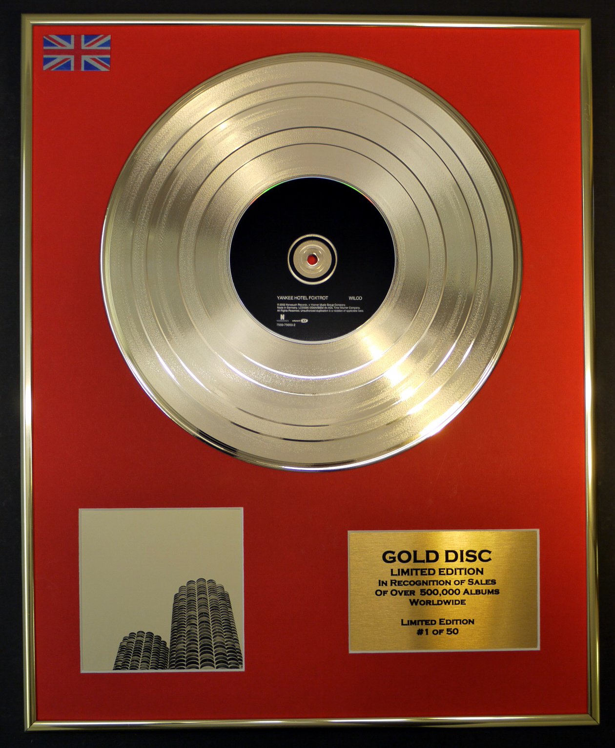 WILCO/LTD. EDITION CD GOLD DISC/RECORD/YANKEE HOTEL FOXTROT