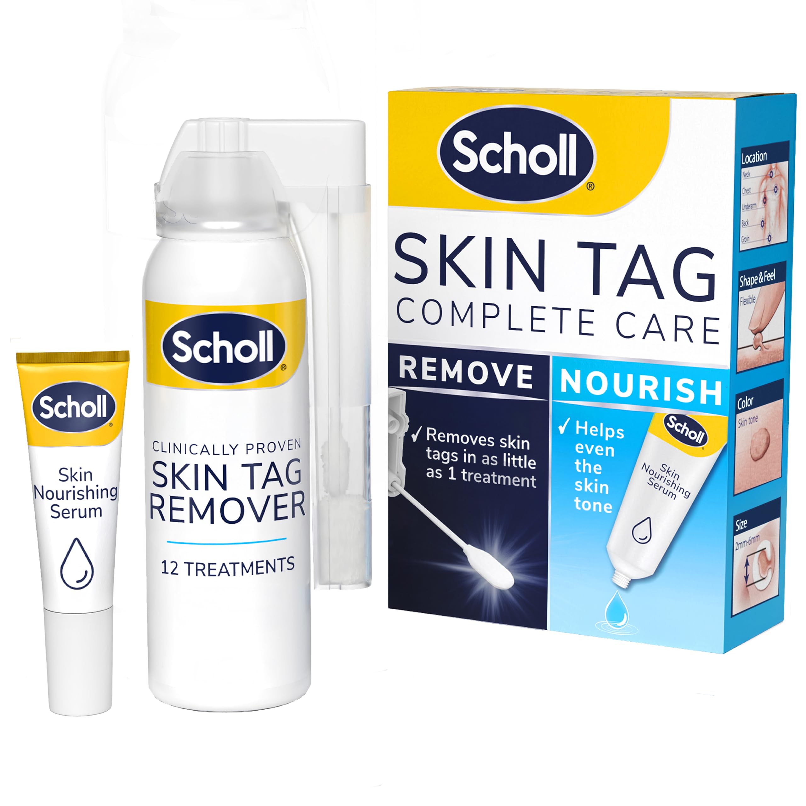 Sponsored Ad – Scholl Complete Care Skin Tag Removal Kit - Safe & Effective Skin Tag Remover - Moisturising Serum Restores Skin's Appearance - Clinically Proven - 12 Treatments Plus Hydrating Serum
