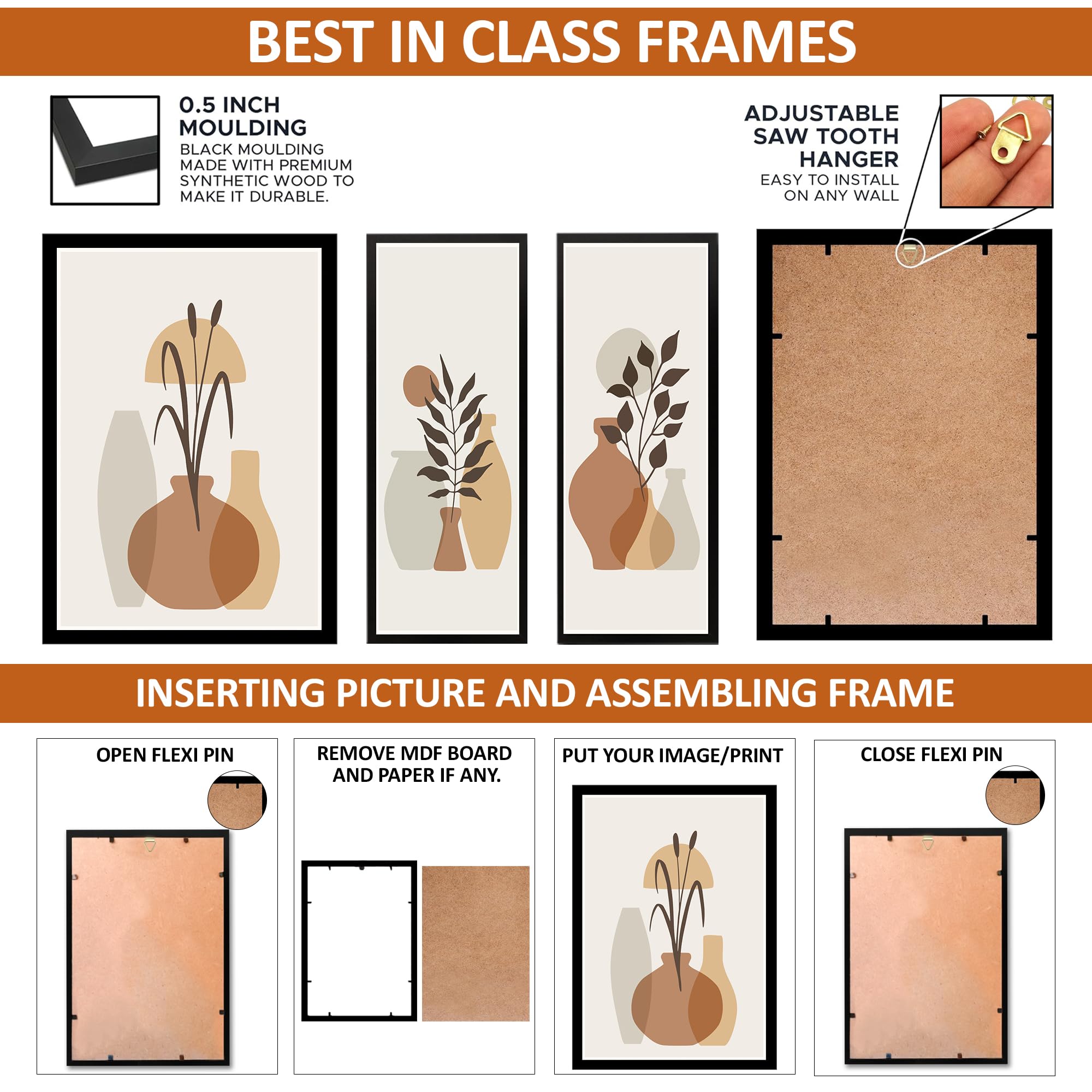 Rousrie Wall Frames - Set of 3 for Living Room & Bedroom -5