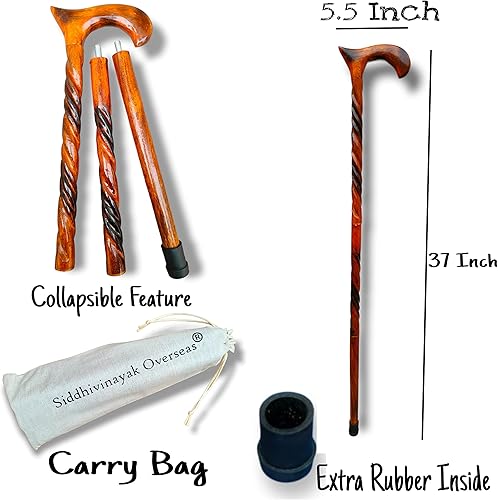 Miniatura 3 de Bastón de bastón para hombre, bastones de madera hechos a mano, la mejor madera para hombres y mujeres mayores de lujo plegable