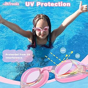 Freela Kids Swim Goggles, 2 Pack for Boys Girls Age 3-15, Toddler Clear View Anti-fog & Anti UV No Leak
