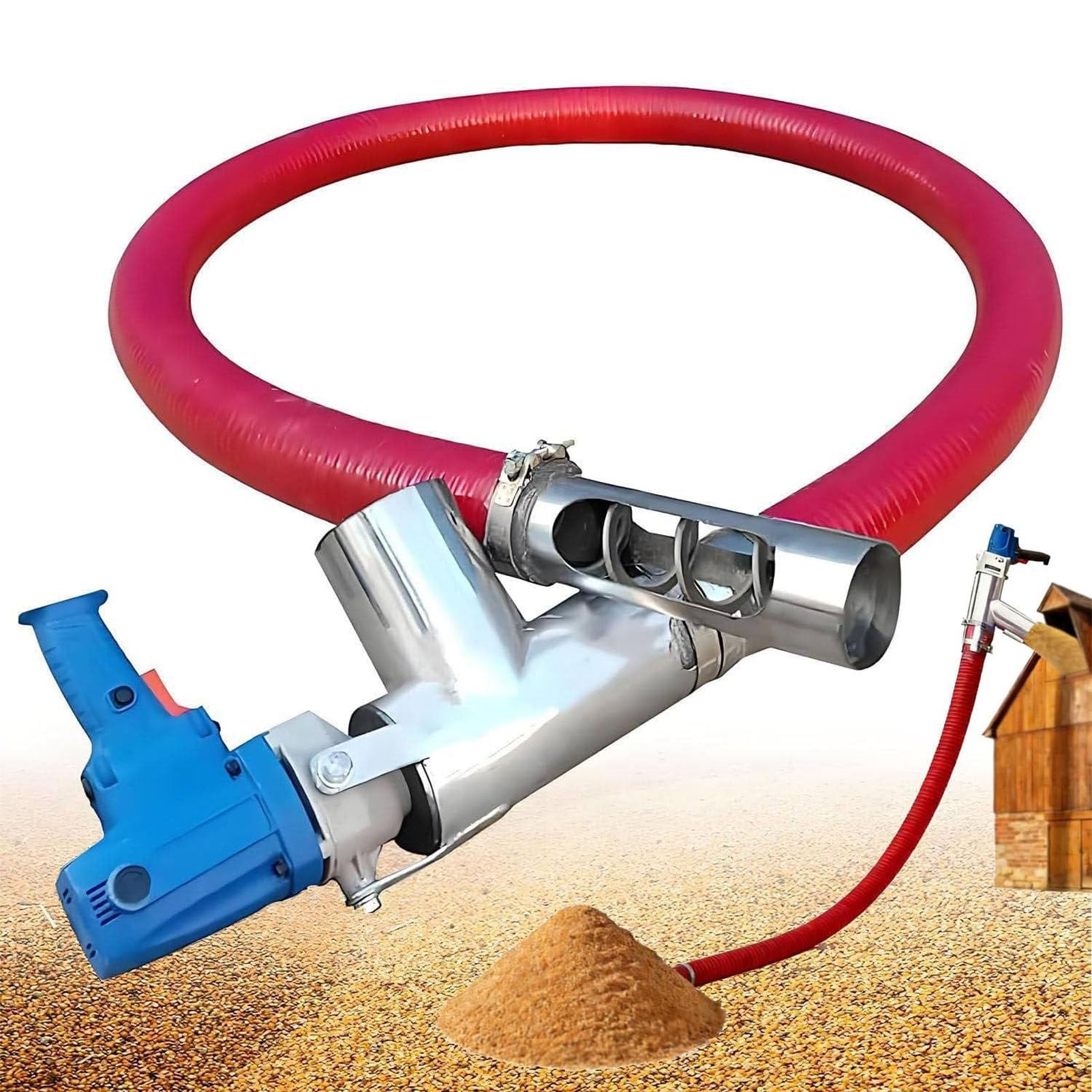 Caibendss 1.5M High Capacity Animal Feed Conveyor, Grain Auger Conveyor, Grain Suction Pump with Hose, for Household, Agricultural and Industrial Use