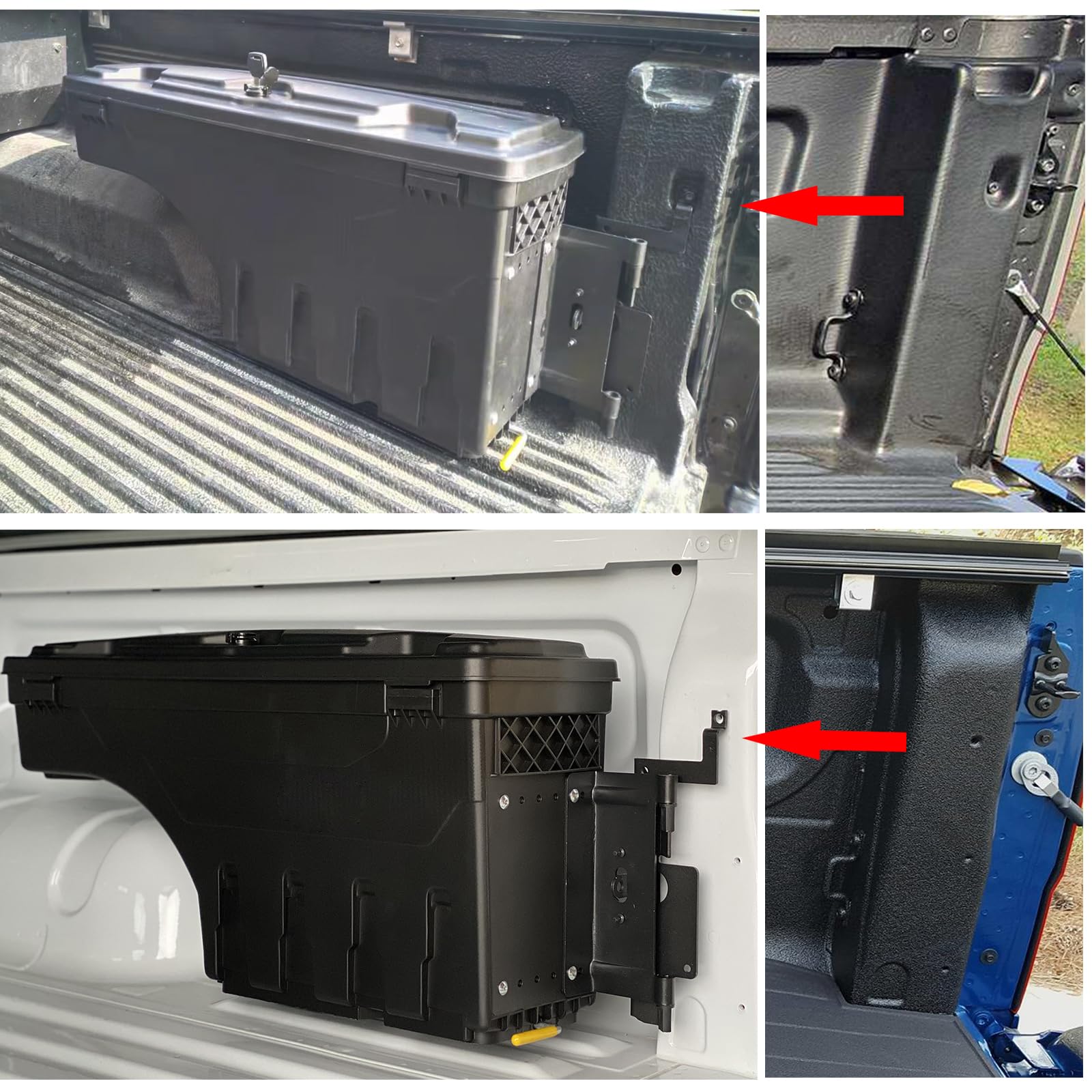 Caja de herramientas de almacenamiento para Ford Accesorios | T7 T8 Wildtrak XL XLT Platinum Tremor Raptor, caja de almacenamiento con cerradura de 180° (lado derecho)