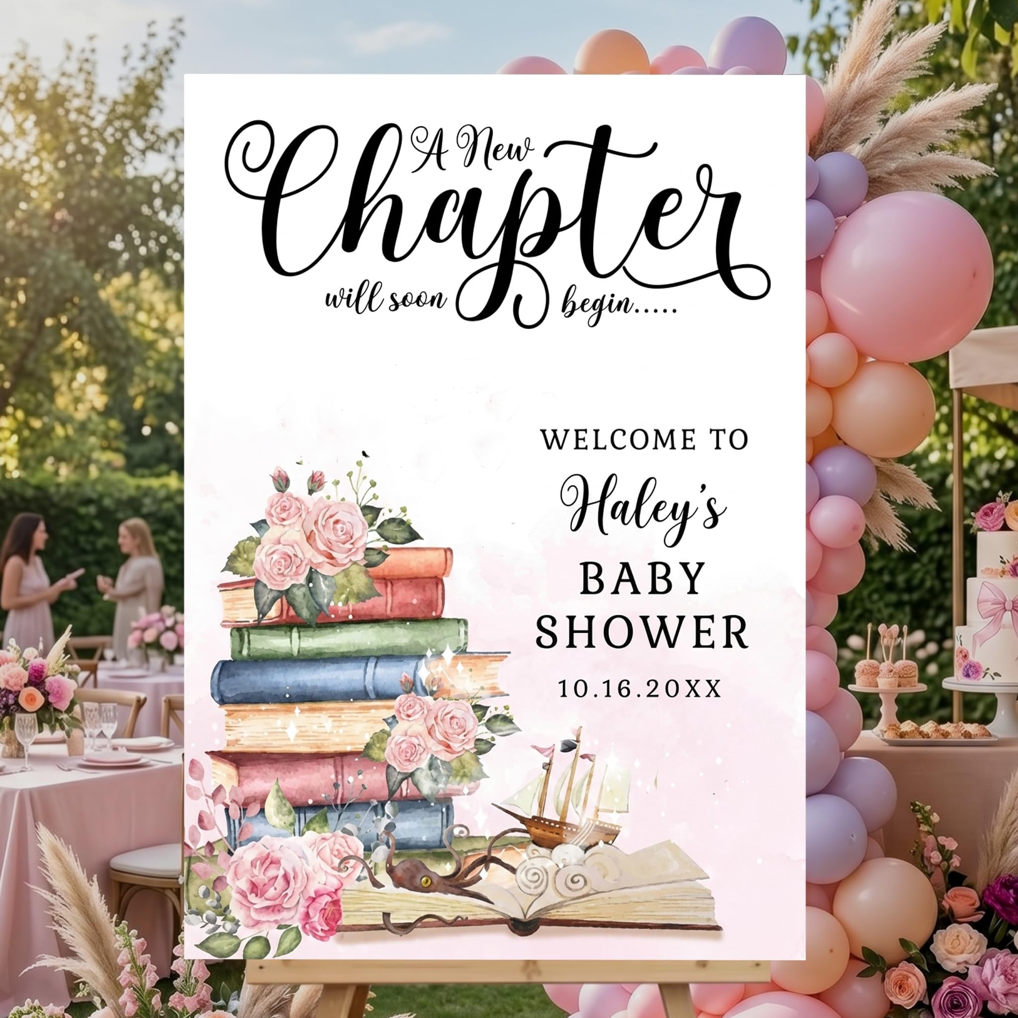 New Chapter Begins Baby Shower Welcome Sign, Personalized Book Theme Baby Shower Decor, Custom Literary Baby Shower Sign, Storybook Collection Party Decoration