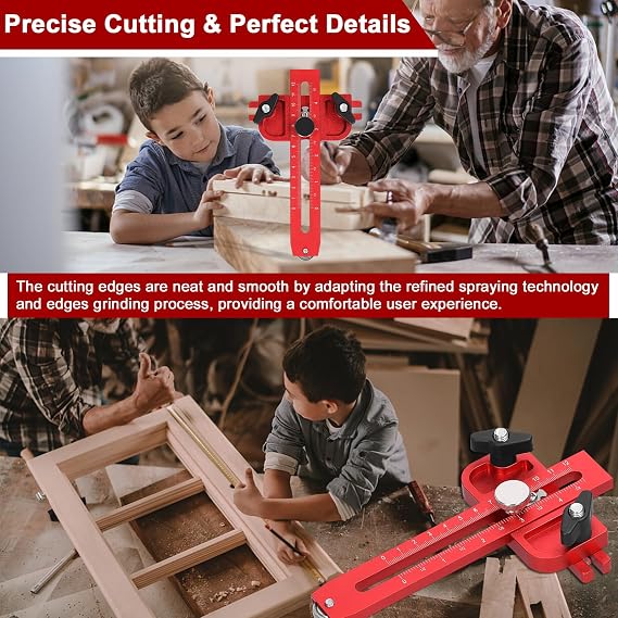 Thin Rip Jig Table Saw Jig Guide, Aluminum Alloy Extended Adjustable Positioning Fixing Tool for 0-120mm T Slot, Tablesaw Fast Cutting Limit Fence