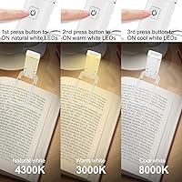 Vista 3 de HONWELL Luz LED recargable con clip, 3 niveles de brillo regulables para protección ocular, lámpara de lectura portátil para ratones de biblioteca