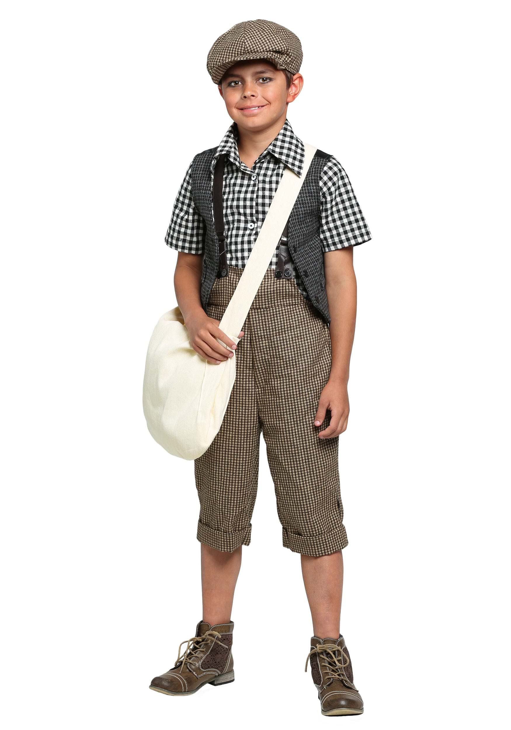 Kid's 20s Newsie Costume: Dress Your Boy in Classic Newsboy Outfit - Perfect for Plays, Parties, and Playtime